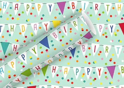Geschenkpapier Happy Birthday Wimpel 2 m 