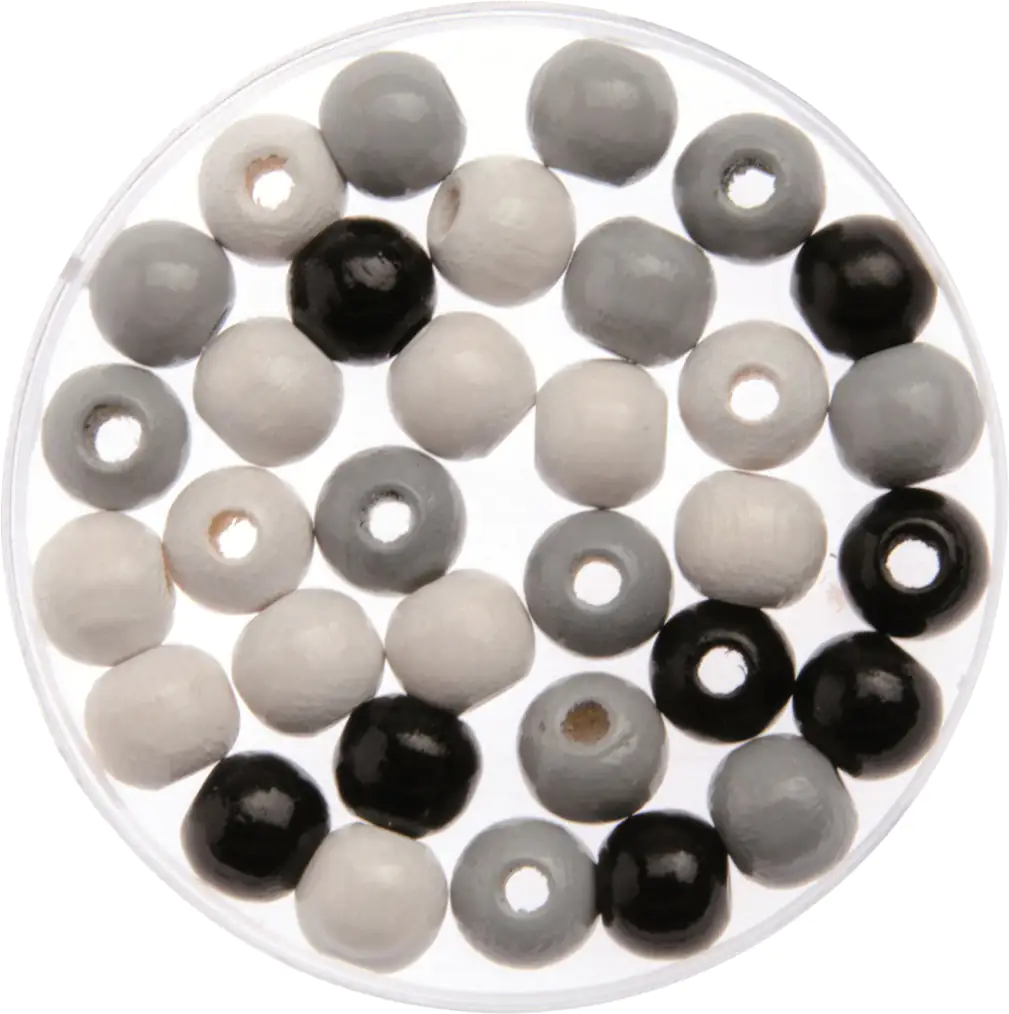 7610877499451 Glorex Holzperle schwarz / grau / weiß 15 mm