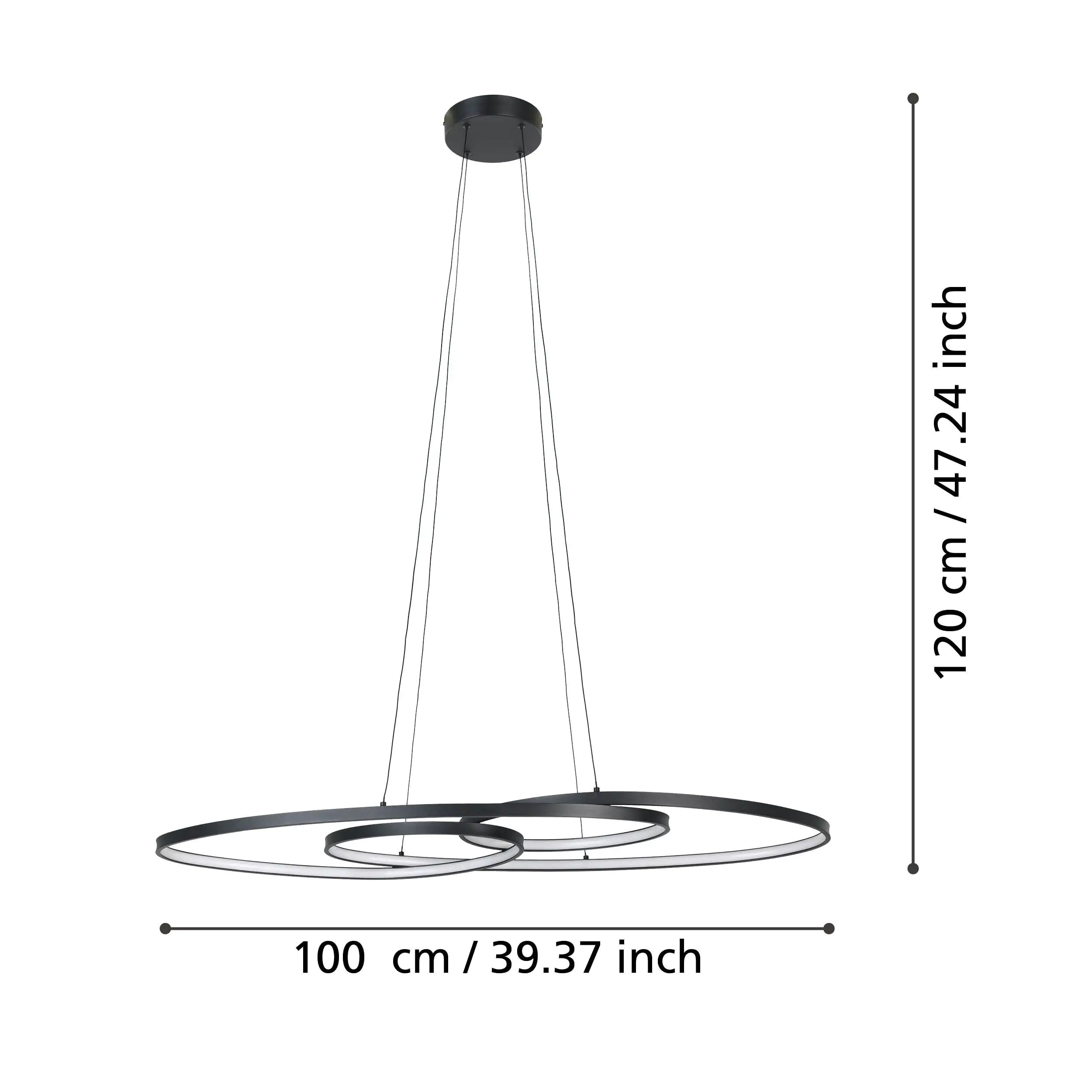 Eglo LED Pendelleuchte Gianella schwarz weiß 100 x 36 x 120 cm Eglo LED Pendelleuchte Gianella schwarz weiß 100 x 36 x 120 cm