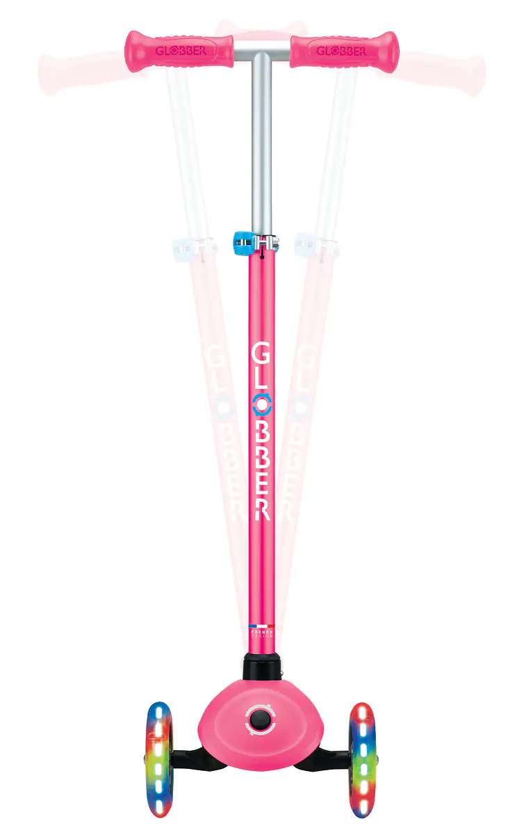 Globber Scooter für Kinder mit Leuchtrollen Primo Plus Lights fuchsia/pink