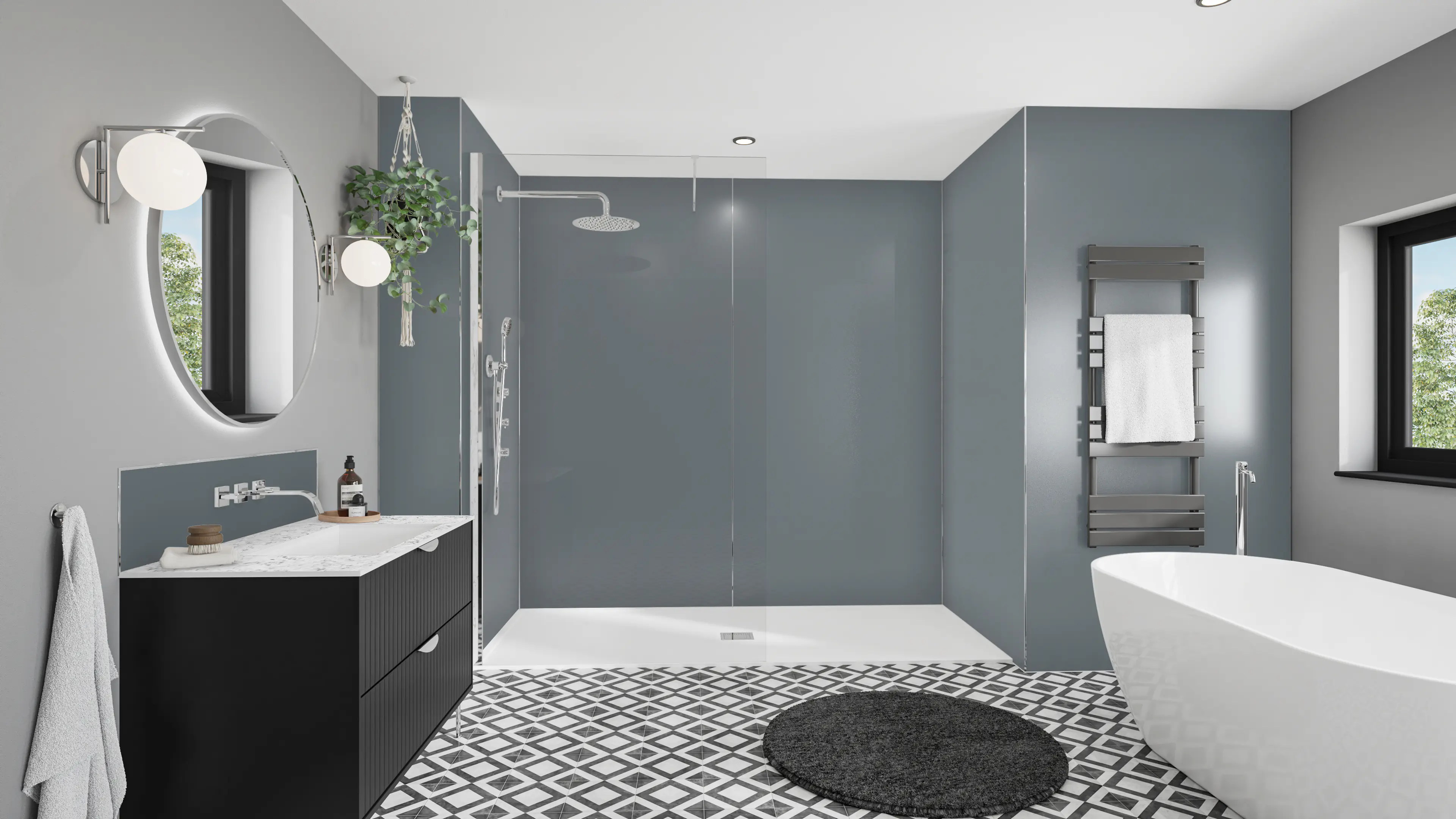 Wetwall Alloy Wandpaneel  Malibu Grey/Storm Blue 120 x 244 cm