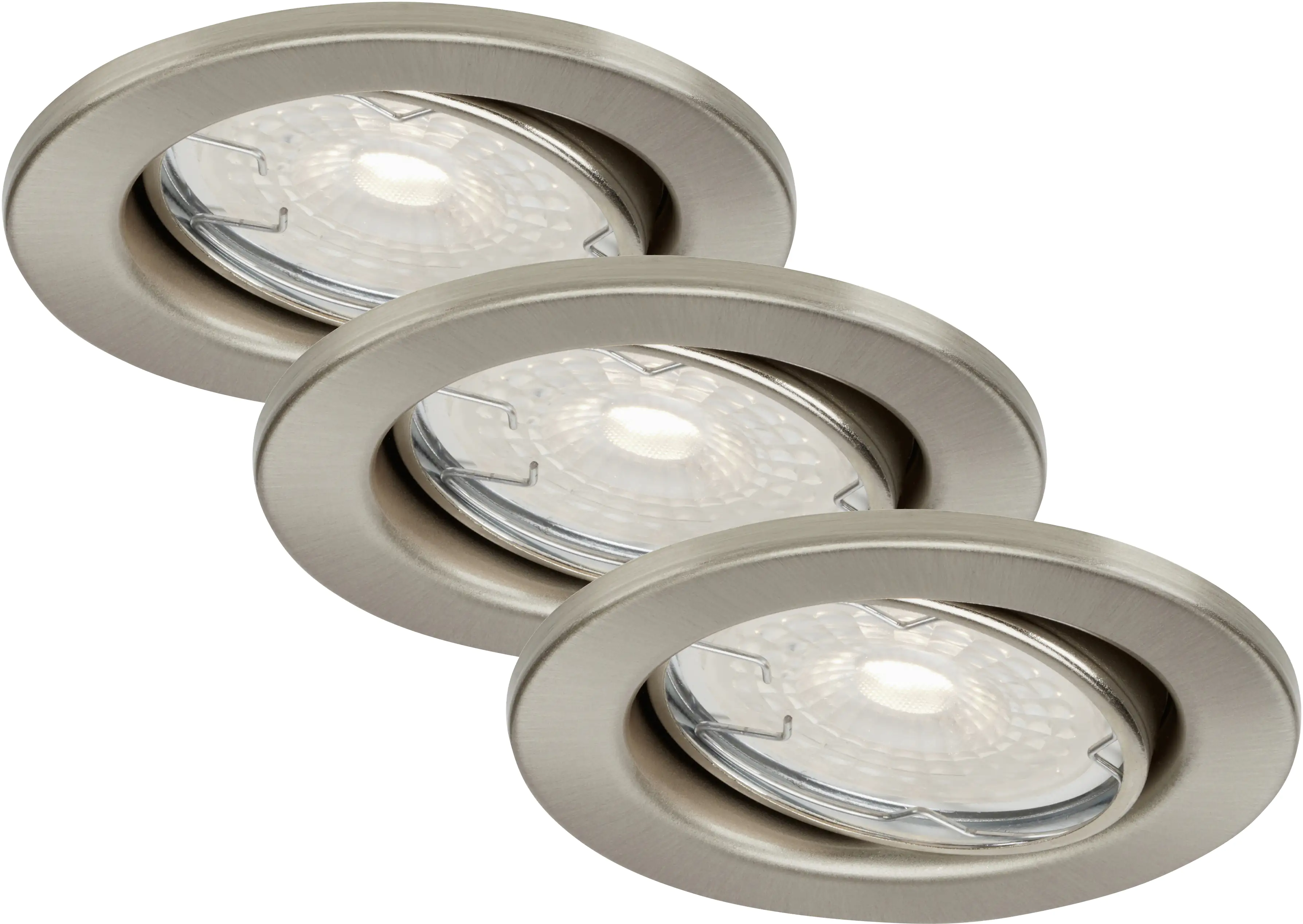 Di-Ka LED Einbauleuchte Dimm 3er Set nickel-matt Ø 8,6 cm GU10 5,5 W