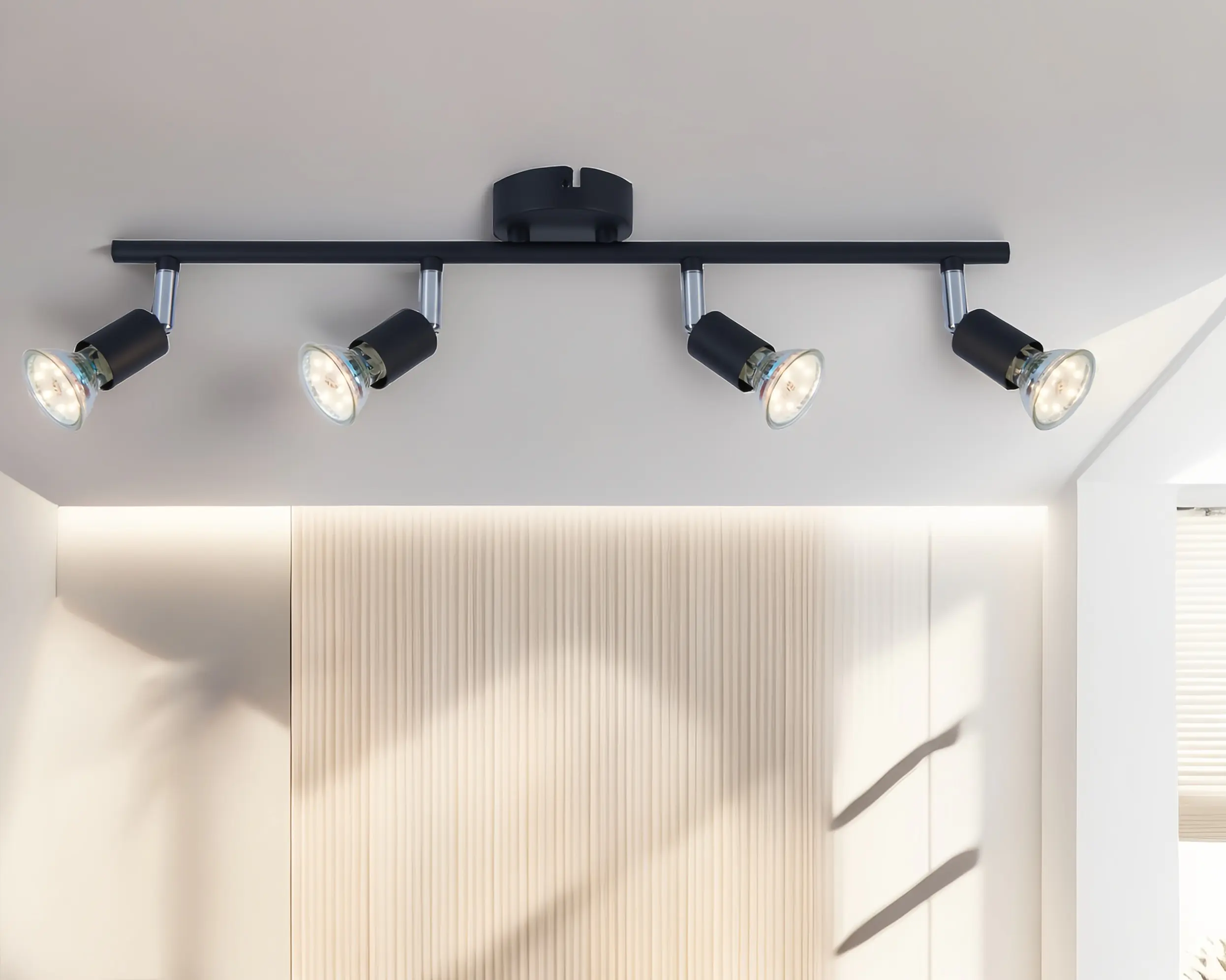 LED Leuchten 4er Spot Linos 4 schwarz 50 x 11 cm warmweiß