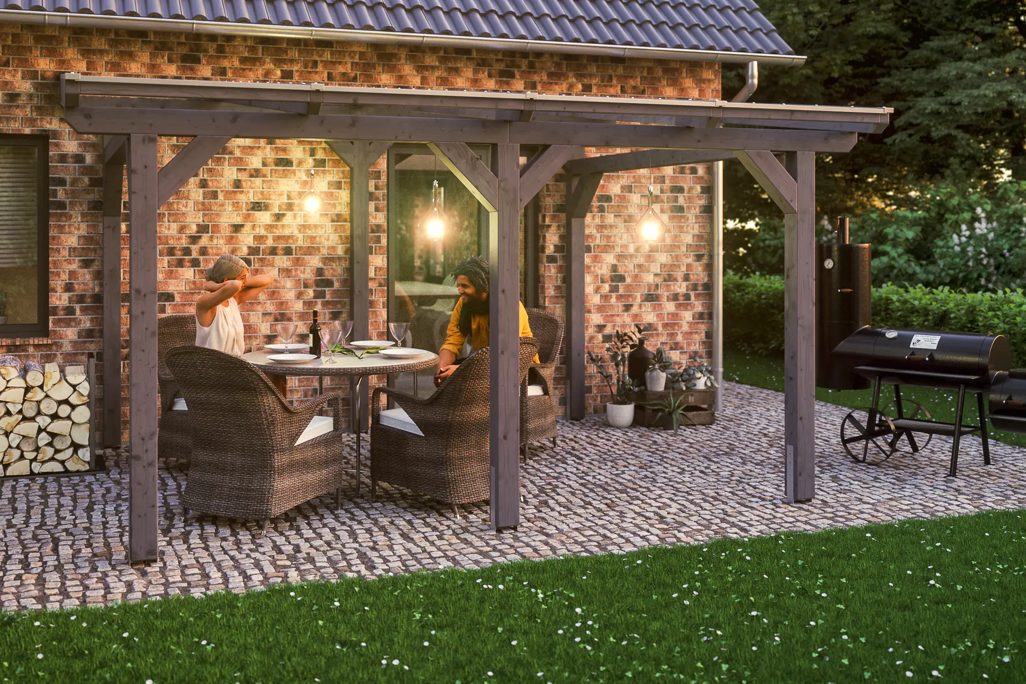 SKAN HOLZ Terrassenüberdachung Siena 434 x 250 cm Leimholz