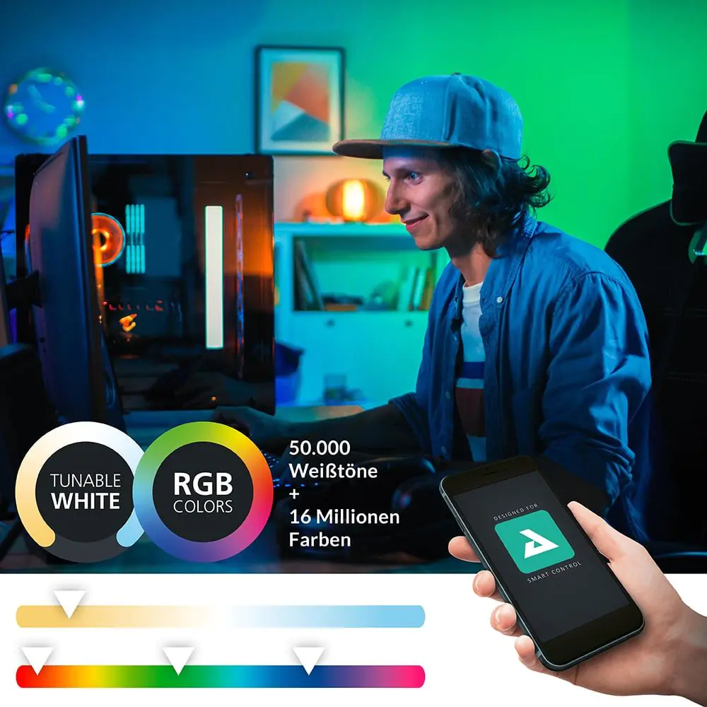 Eglo Connect LED Spiegelleuchte Tabiano-Z chrom 60,5 x 7 cm Smart Home