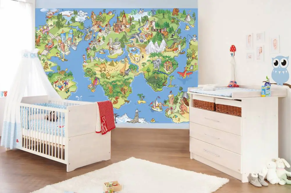 papermoon Vlies- Fototapete Digitaldruck 250 x 180 cm Kids World Map papermoon Vlies- Fototapete Digitaldruck 250 x 180 cm Kids World Map