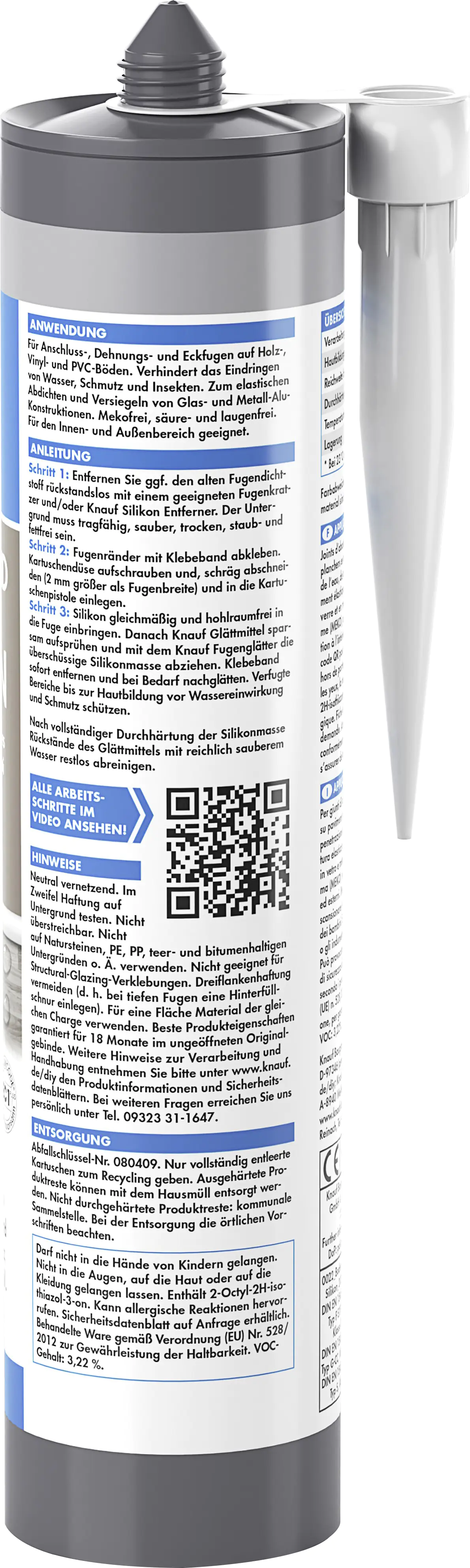 Knauf Boden- & Fenster Silikon 300 ml zementgrau