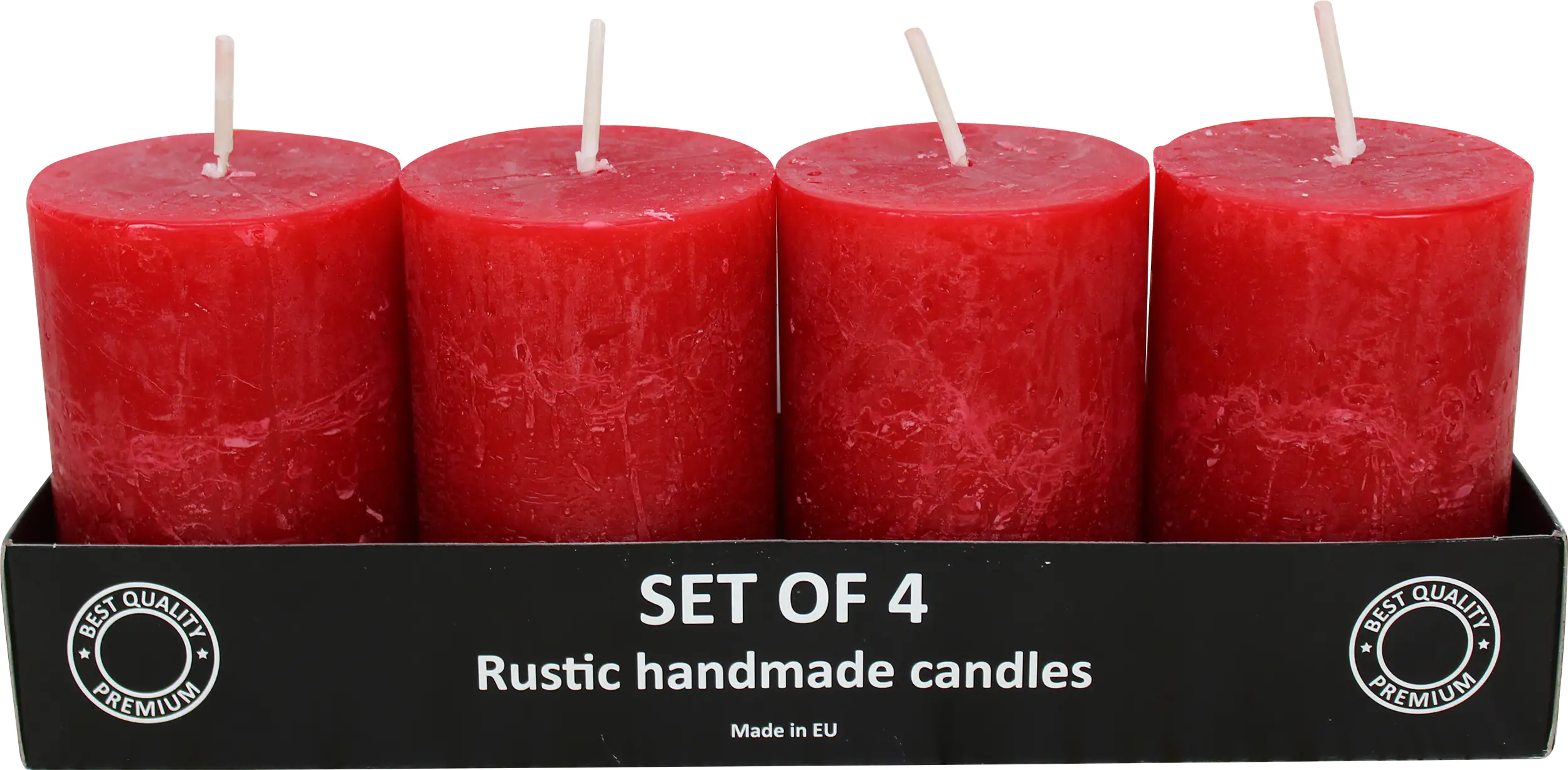 House of Rustic 4er Kerzen-Set ruby rot Ø 6 x 9 cm