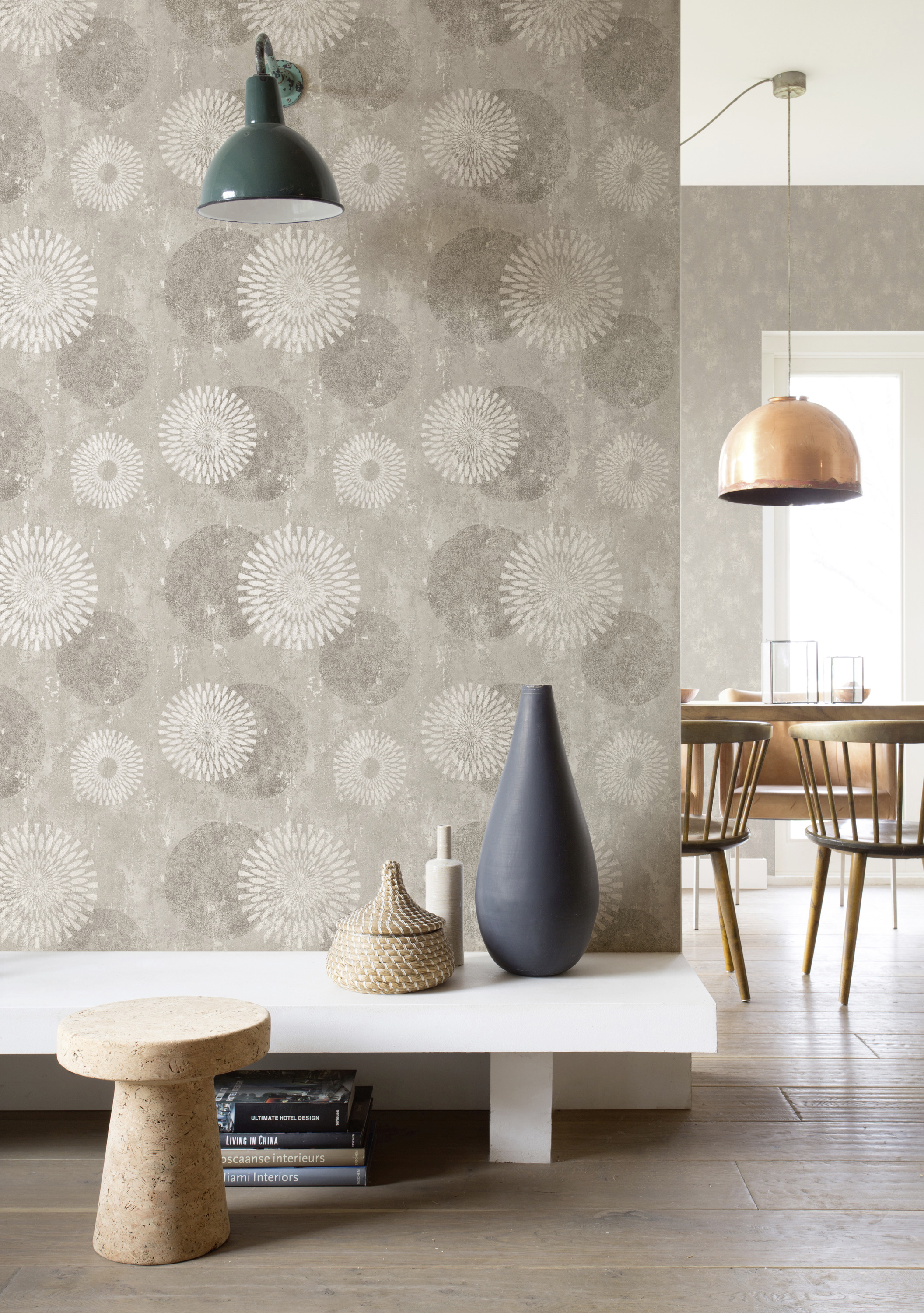 Rasch Vliestapete 651713 Kreise grau-beige 10,05 x 0,53 m 