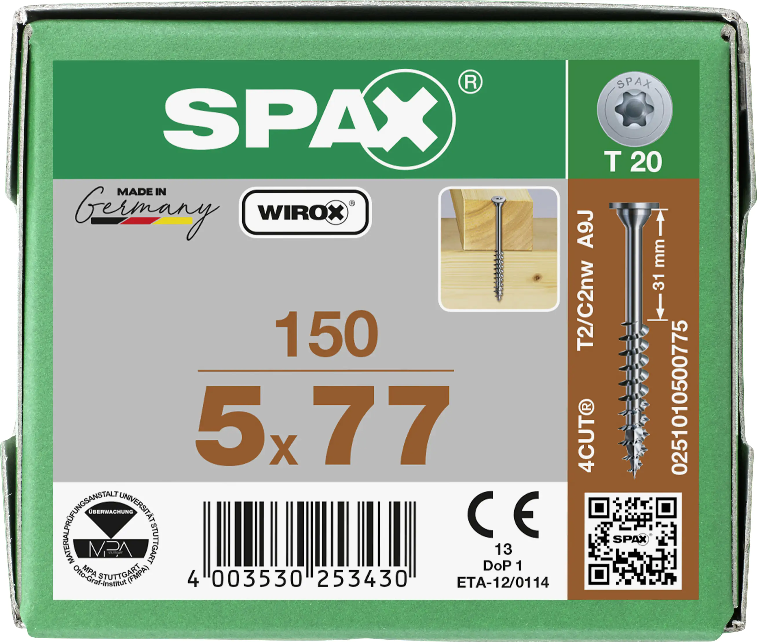 Spax Universalschrauben 5.0 x 77 mm TX 20 - 150 Stk. Spax Universalschrauben 5.0 x 77 mm TX 20 - 150 Stk.