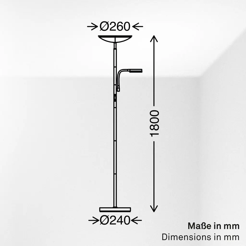 Briloner LED-Stehleuchte SIRA mit Lesearm Ø 26 x 180 cm beige