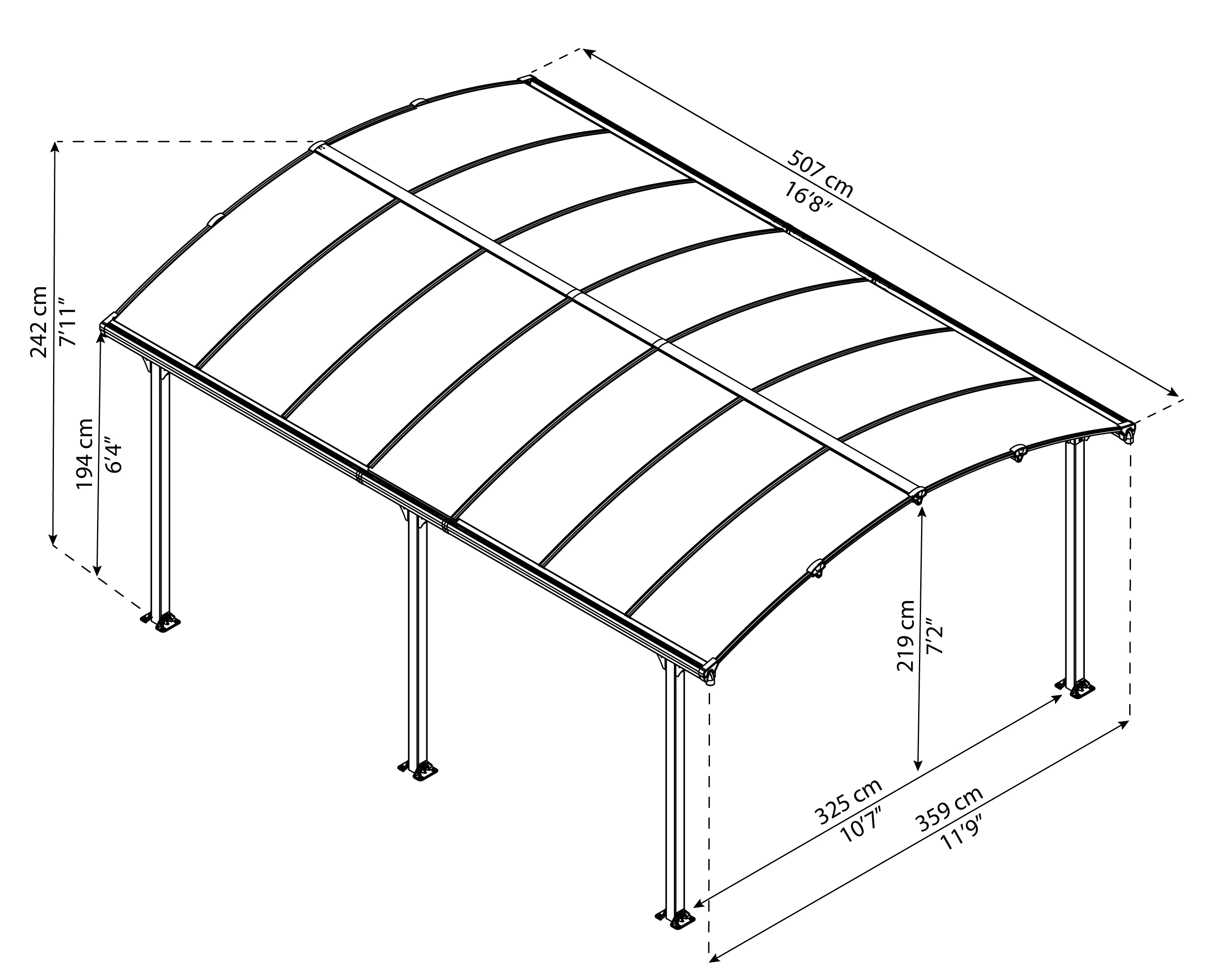 Canopia Carport Arcadia 5000 507 x 359 x 242 cm