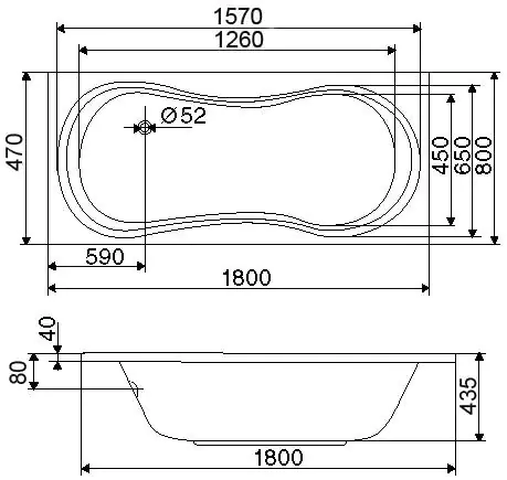 Ottofond Körperformbadewanne Delphi 180 x 80 cm, weiß Ottofond Körperformbadewanne Delphi 180 x 80 cm, weiß