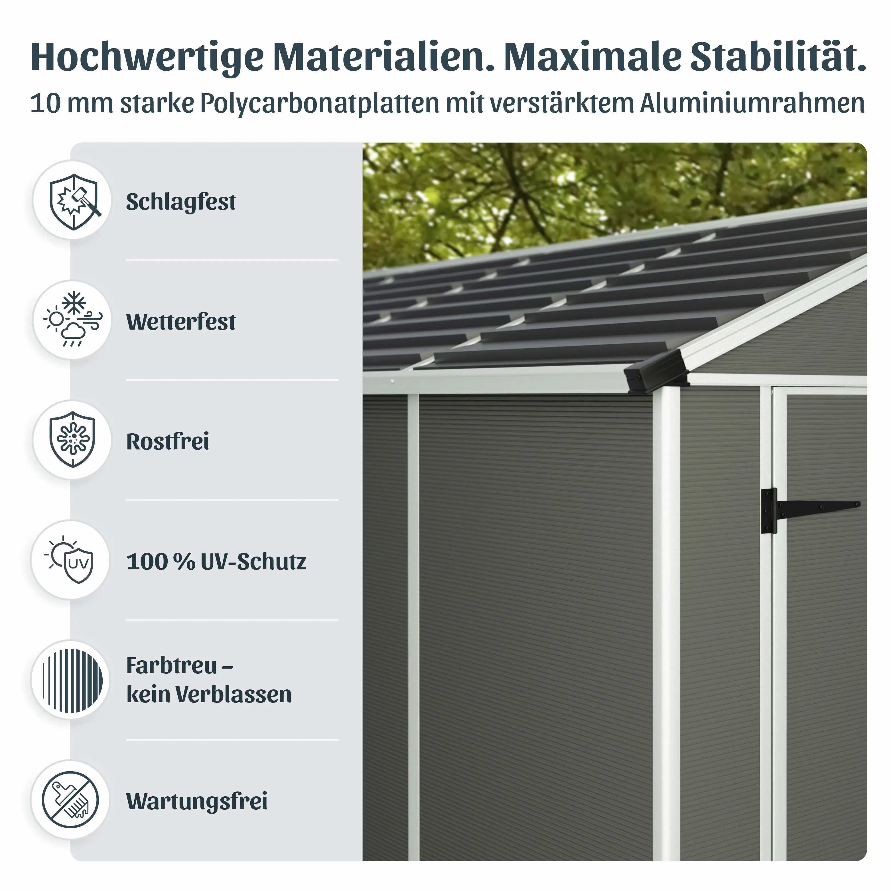 Canopia Gerätehaus Rubicon 8x10 mit Solar LED Kit grau 237,1 x 302,7 cm