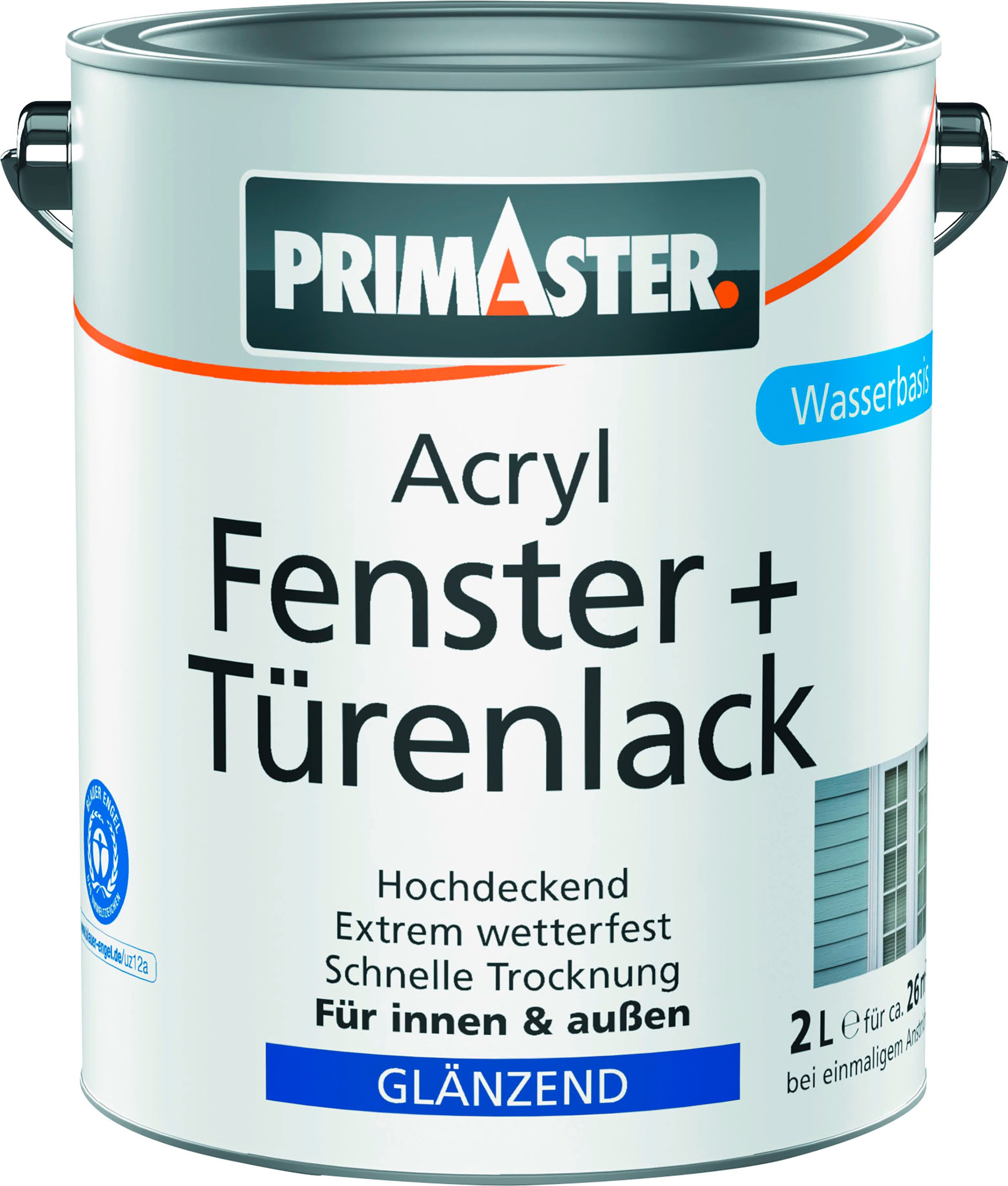 Primaster Acryl Fenster + Türenlack weiß glänzend 2 L