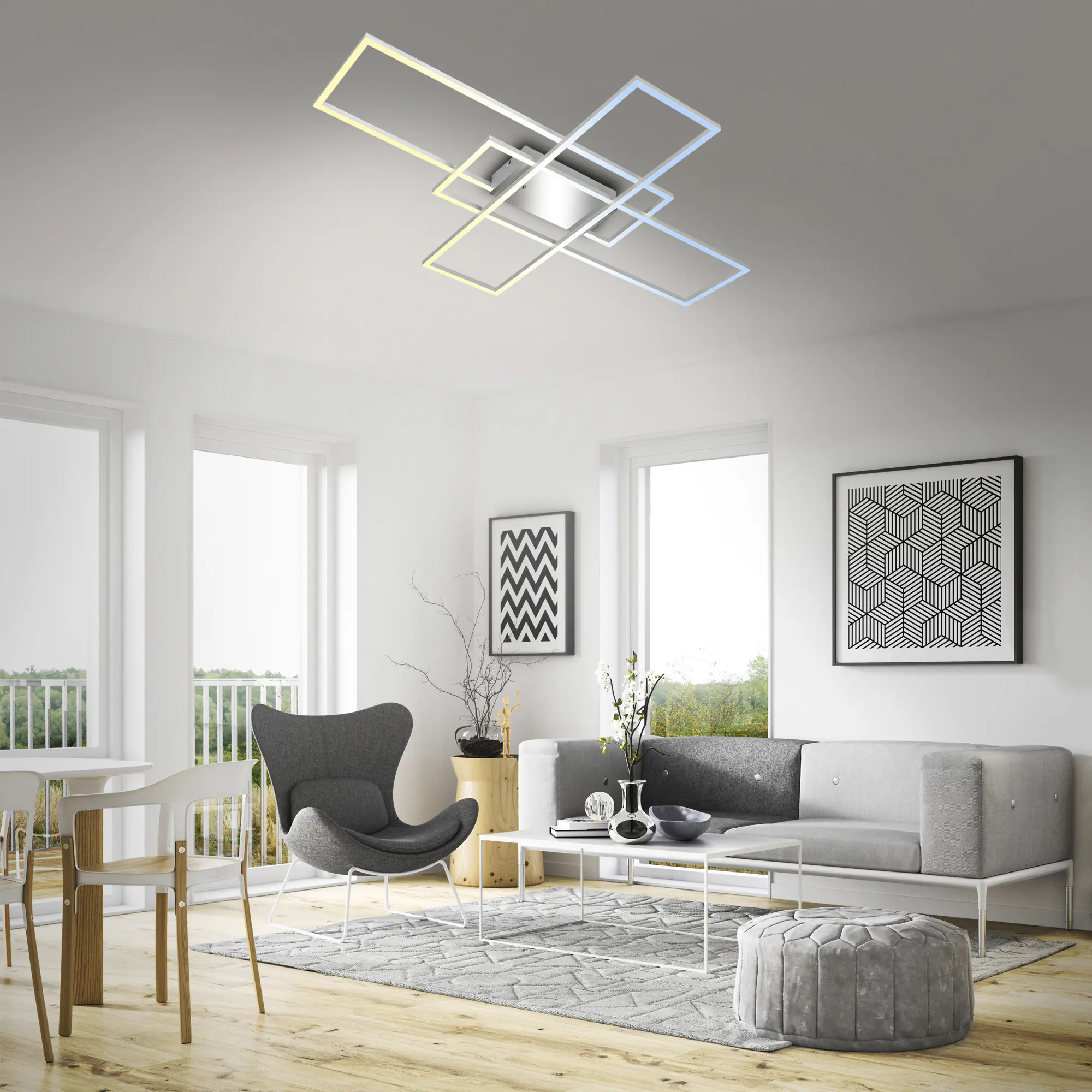 Briloner LED-Deckenleuchte Roami 104 x 71 cm chrom-aluminium CCT dimmbar