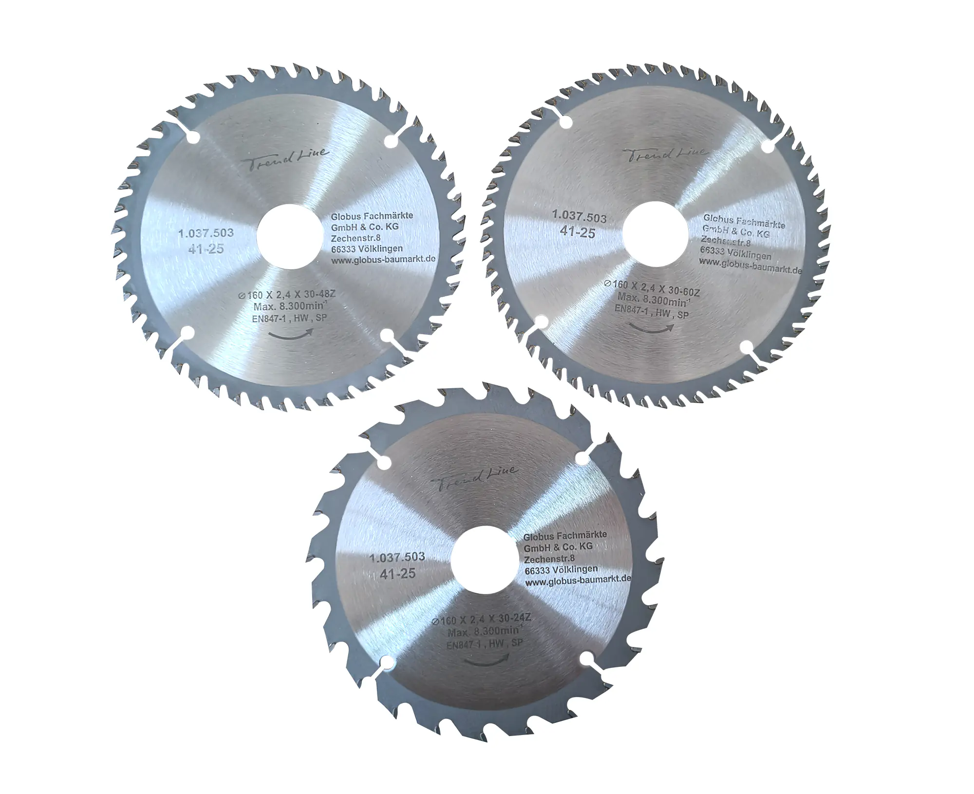 TrendLine Kreissägeblatt-Set Ø 160 mm Bohrung Ø 30 mm 3-teilig
