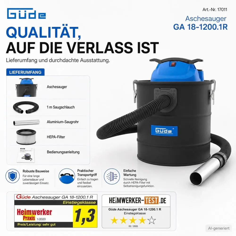 Güde Aschesauger GA 18-1200.1R 230 V, 1200 W, 18 l