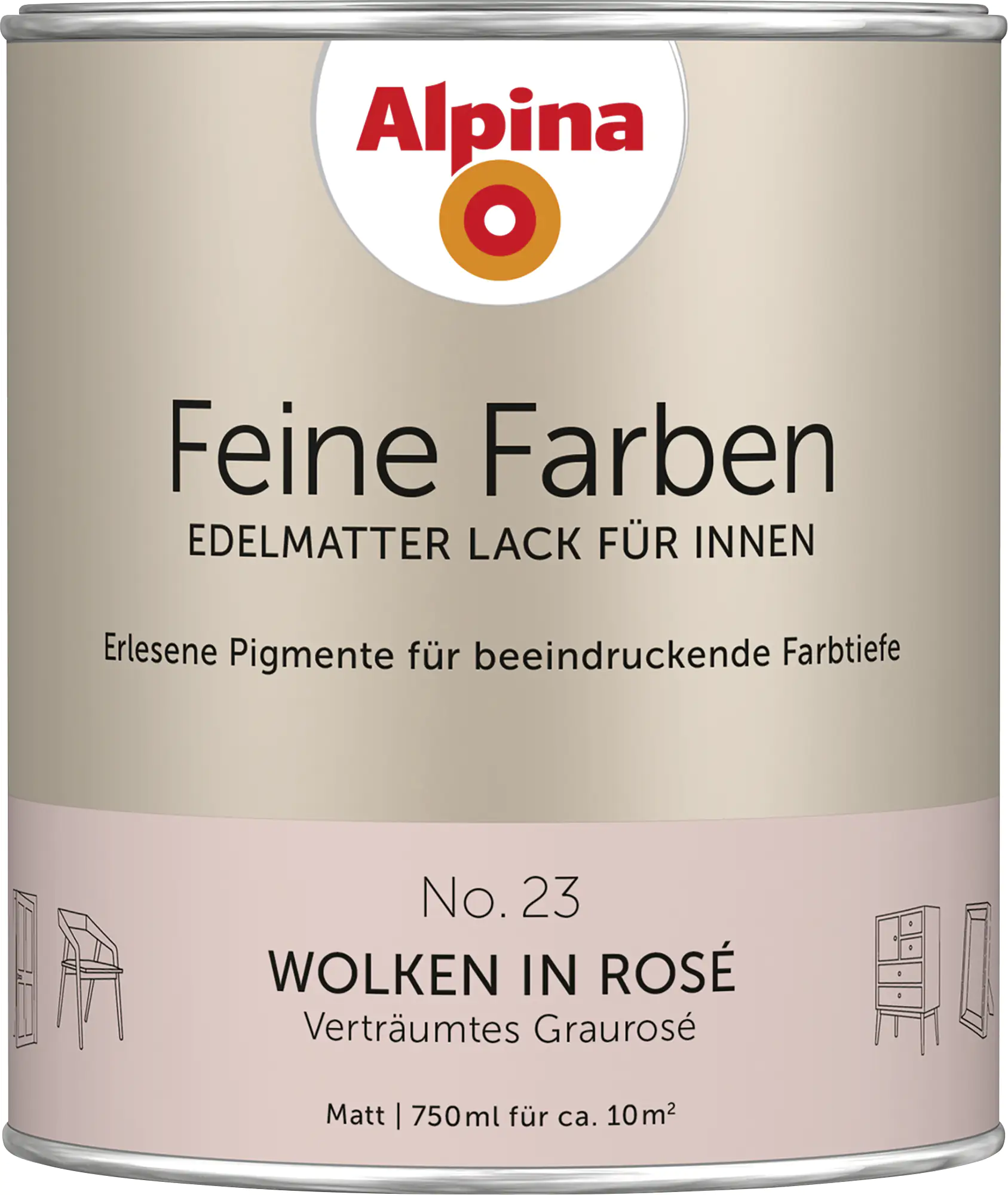 Alpina Feine Farben Lack No. 23 Wolken in Rosé  graurosé edelmatt 750 ml