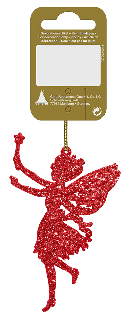 Weihnachtsanhänger Fee rot 6,5 x 11 cm