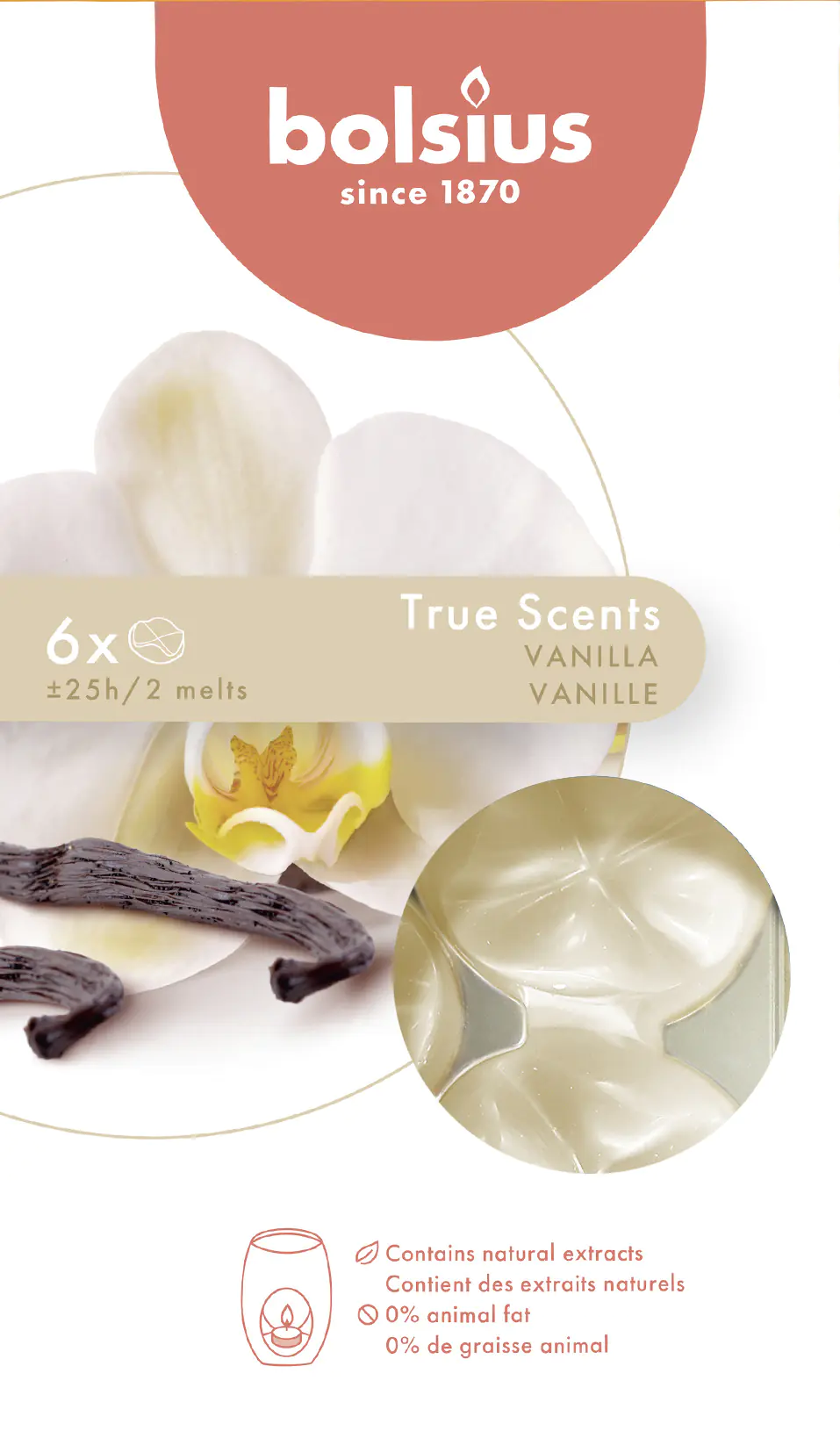 Bolsius Aromatic Wax Melts Vanille, 6er Pack