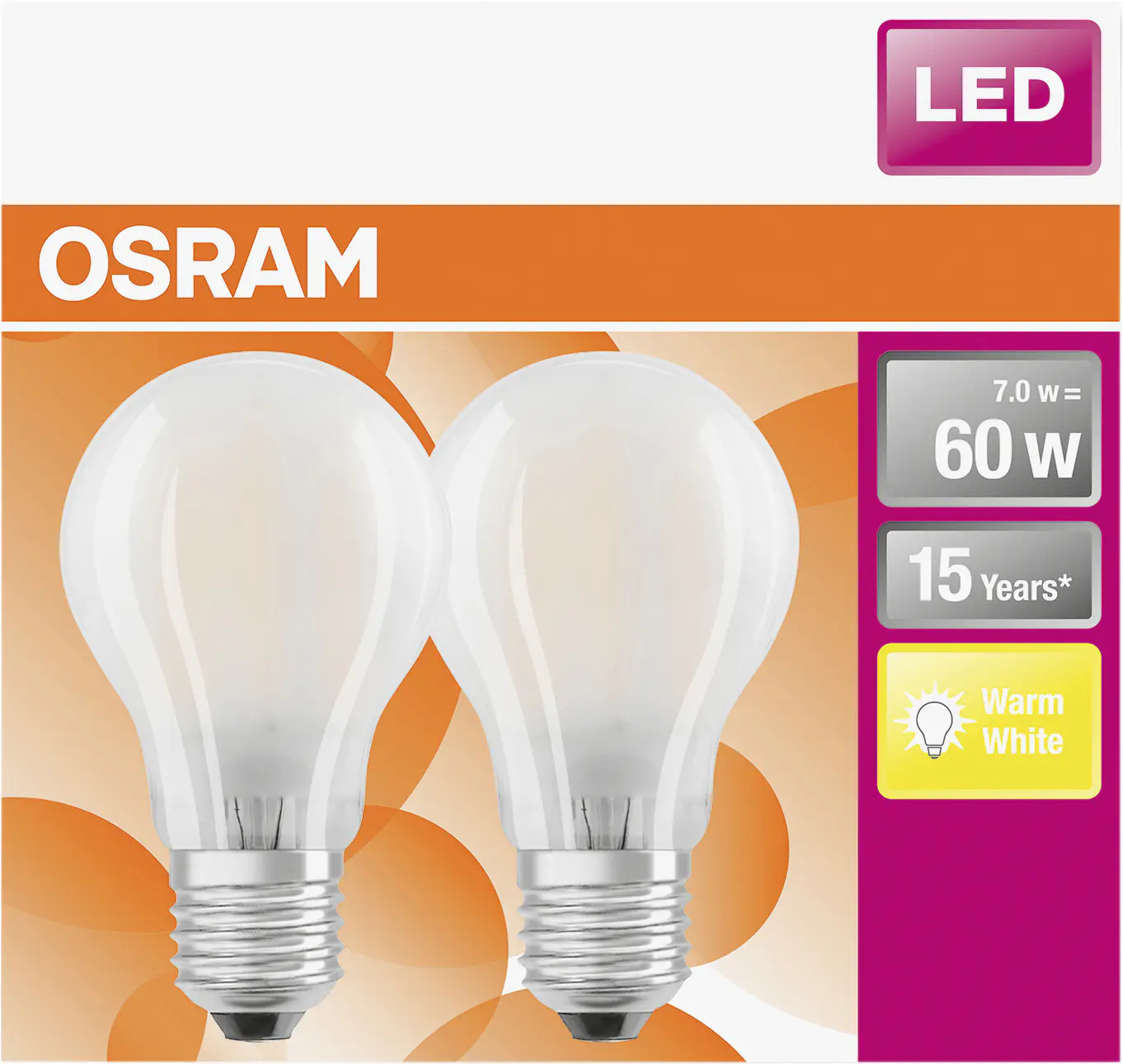 Osram LED Leuchtmittel Cla E27 7W warmweiß, weiß matt