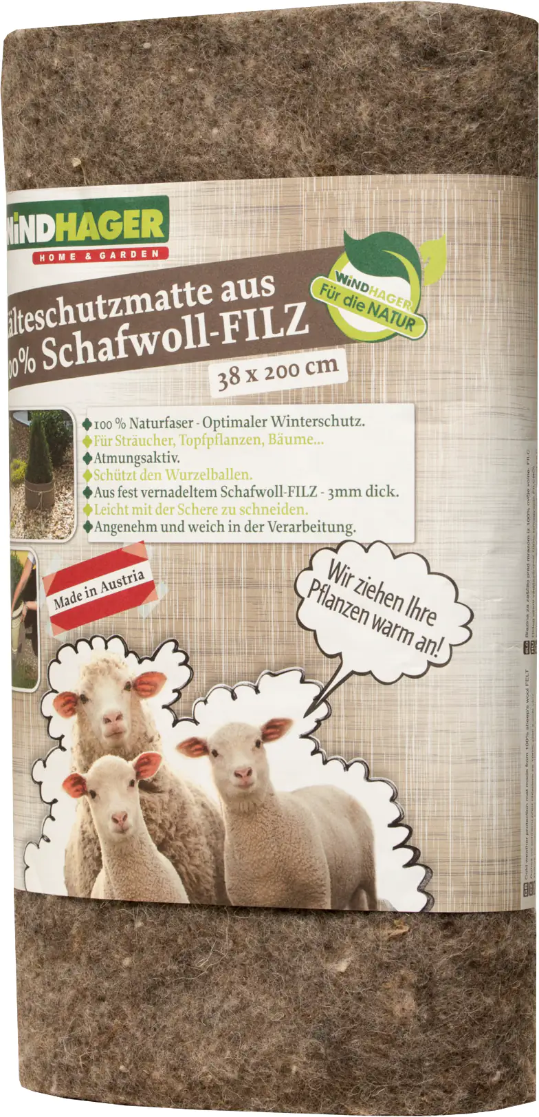 Windhager Schafwoll-Filzmatte grau 2 x 0,5 m