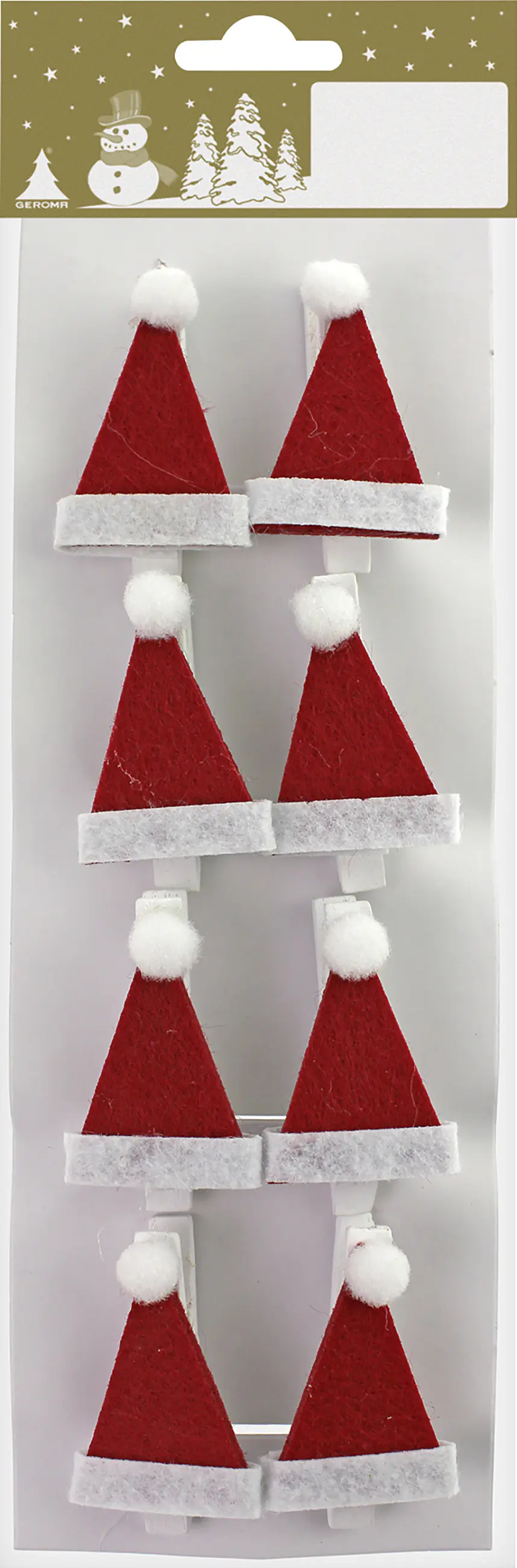 Dekoclips Nikolausmützen Filz 6 cm rot-weiß 8 Stück
