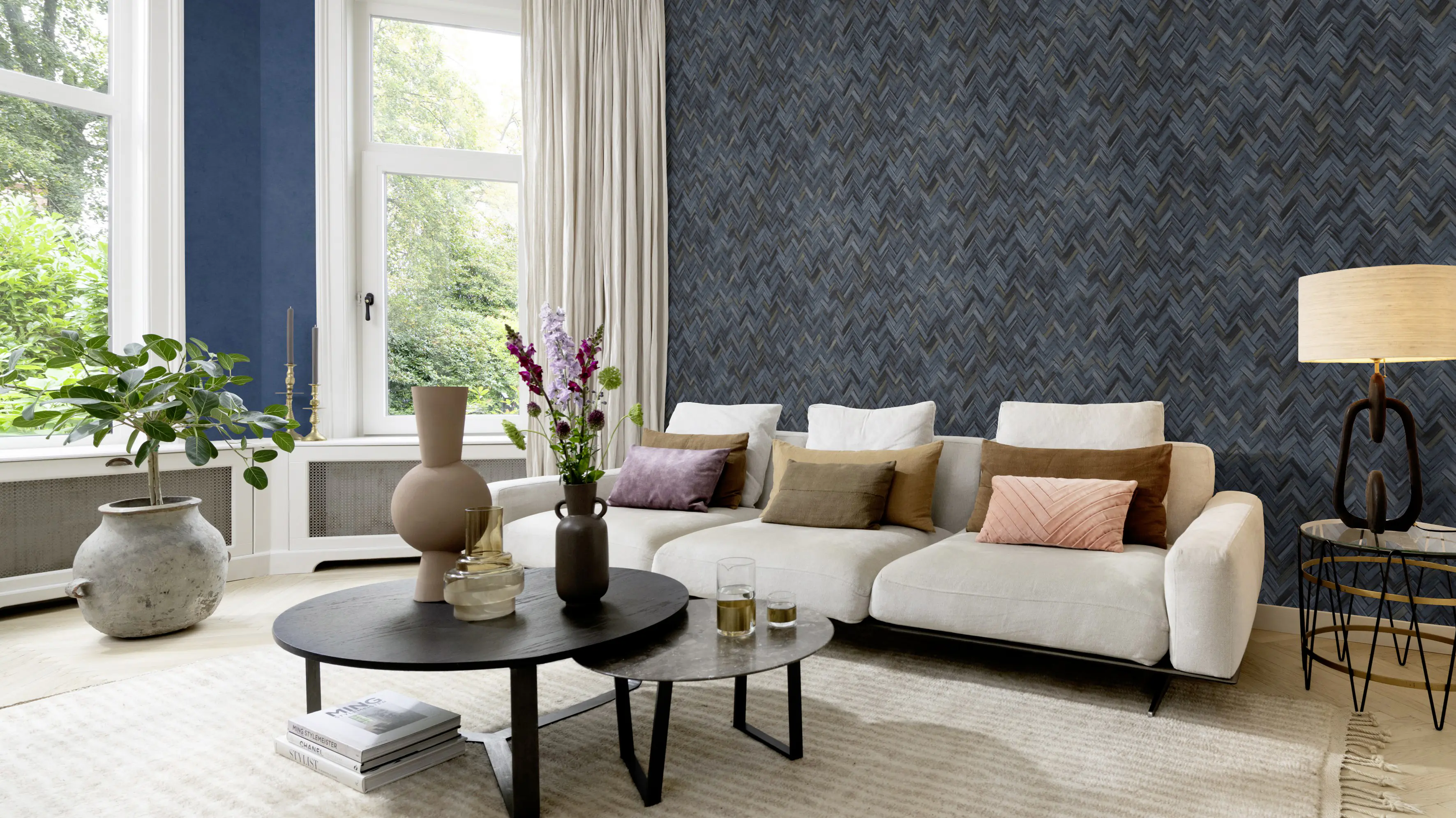 Rasch Vliestapete 408232 Kimono textilstruktur blau, 10,05 x 0,53 m