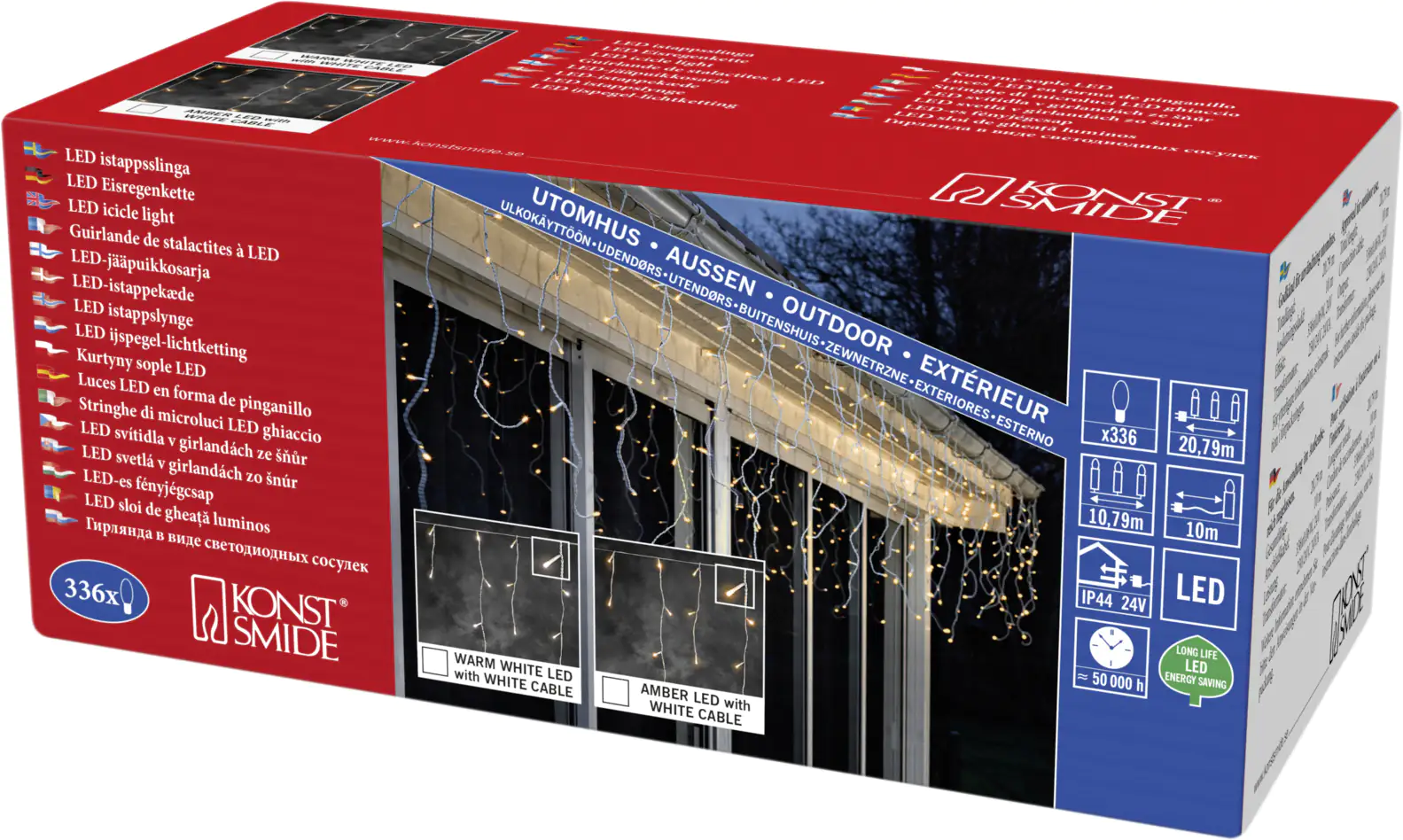 Konstsmide LED Eisregen Lichtervorhang für Außen 336 LED, bernstein