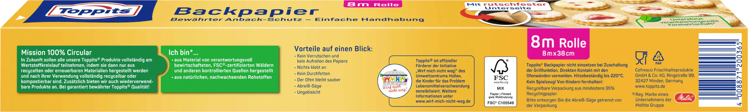 Toppits Backpapier 8 m, 38 cm Breit Toppits Backpapier 8 m, 38 cm Breit