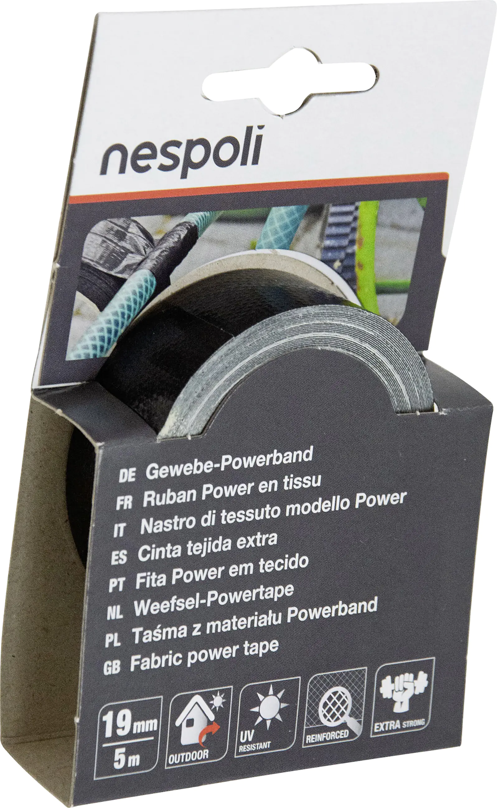 Nespoli Gewebe-Powerband 19 mm x 5 m, schwarz
