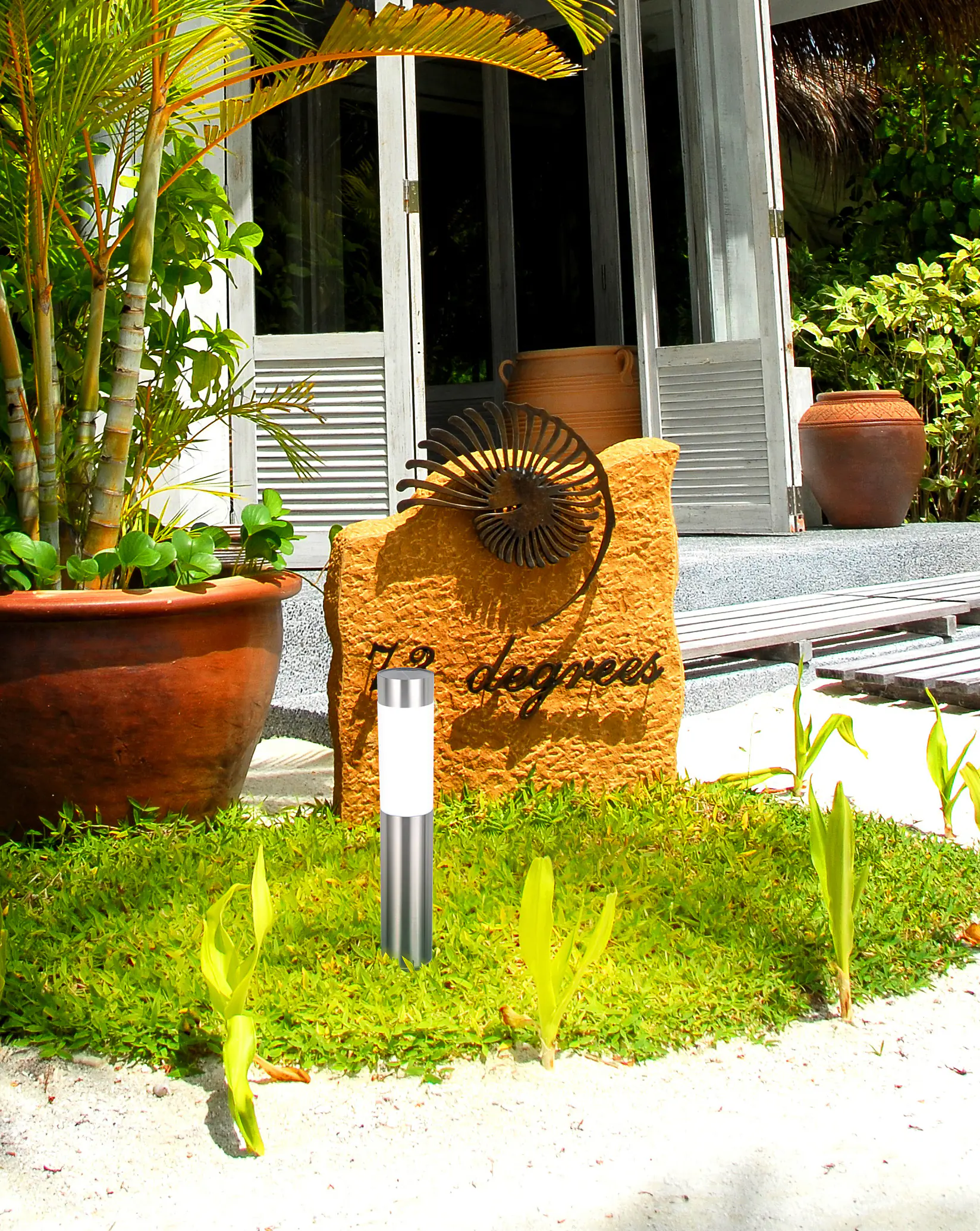 Dapo LED Solar Stehleuchte Marseille mit Erdspieß kaltweiß