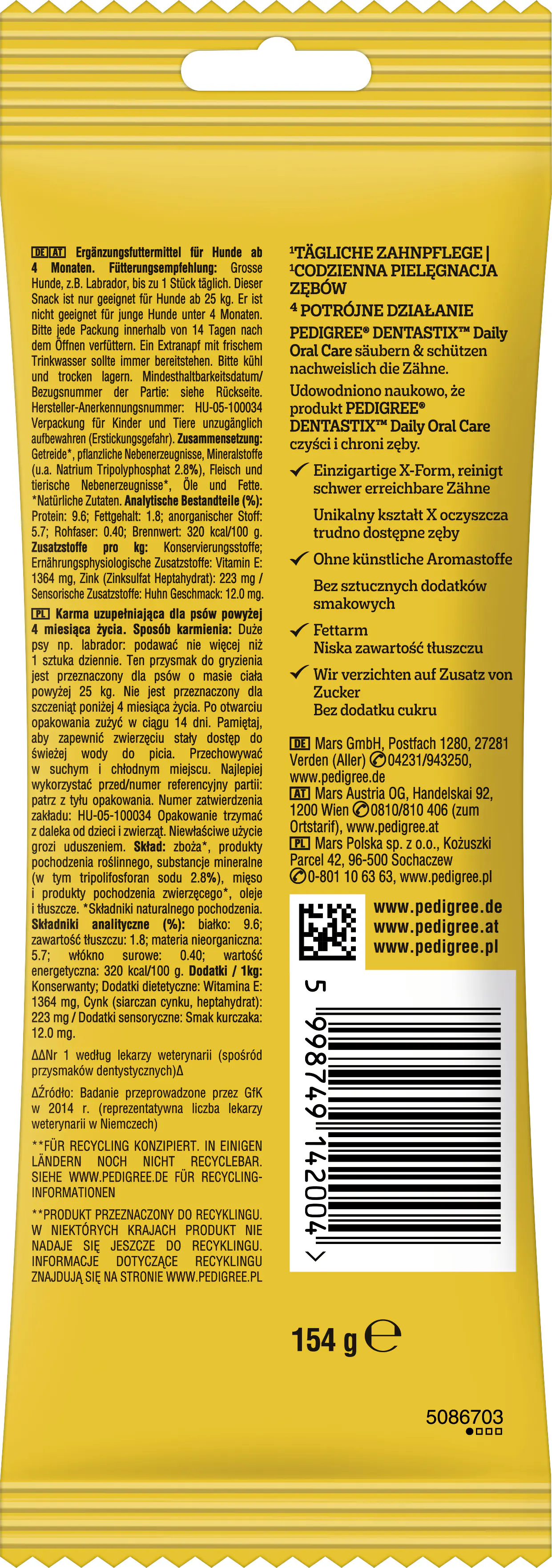 Pedigree Dentastix Adult Daily Oral Care Hundesnack 4 Stück