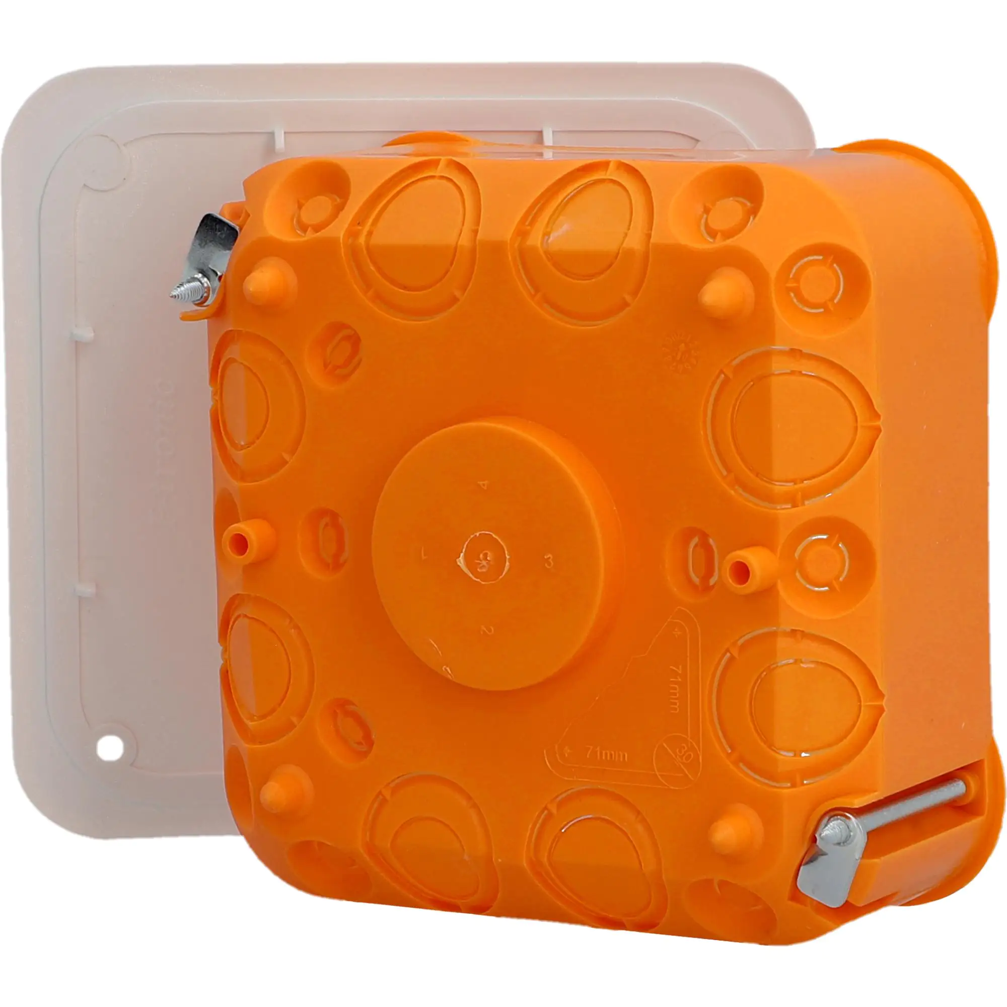 Hohlwand-Abzweigkasten mit Deckel 10 x 10 x 5,4 cm, orange/weiß