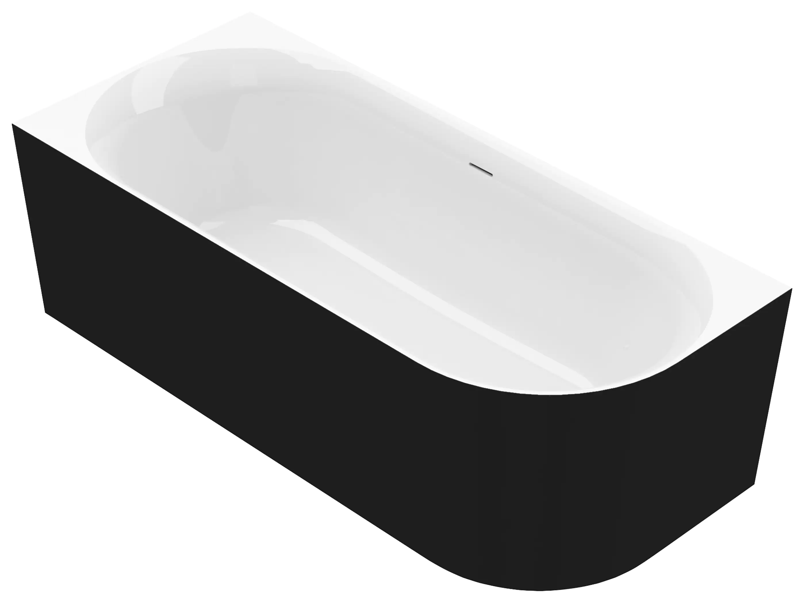 Ottofond Badewanne Mince Corner schwarz-weiß rechts 180 x 80 / 44 cm