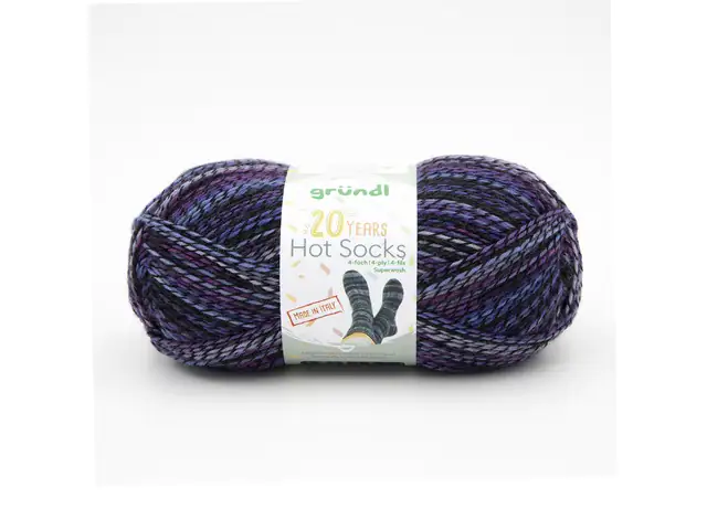 Gründl Hot Socks 20 Years 100 g 4-fach, indigo jeansblau hellblau schwarz