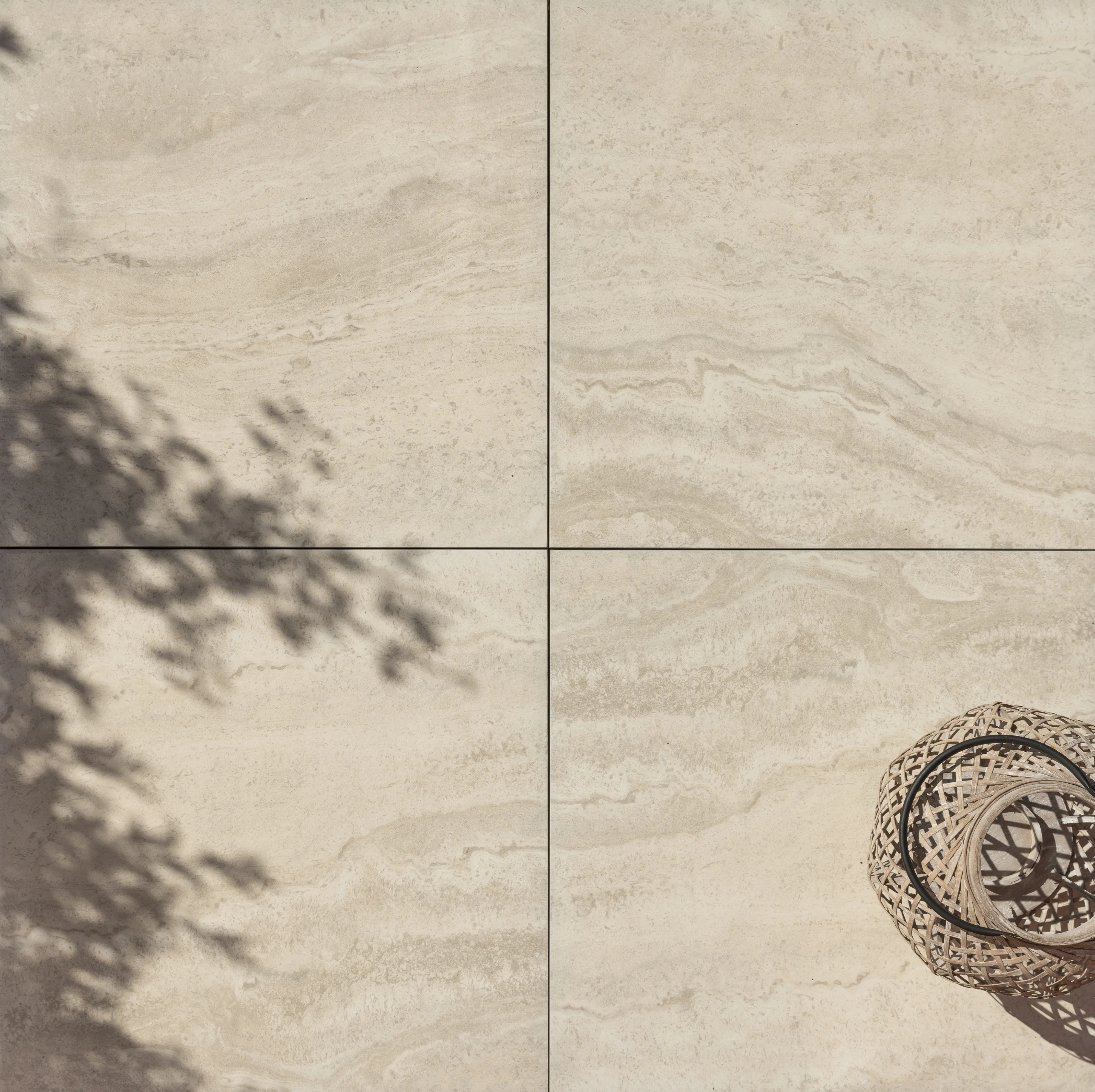 Terrassenplatte Feinsteinzeug Travertino 60 x 60 x 2 cm beige