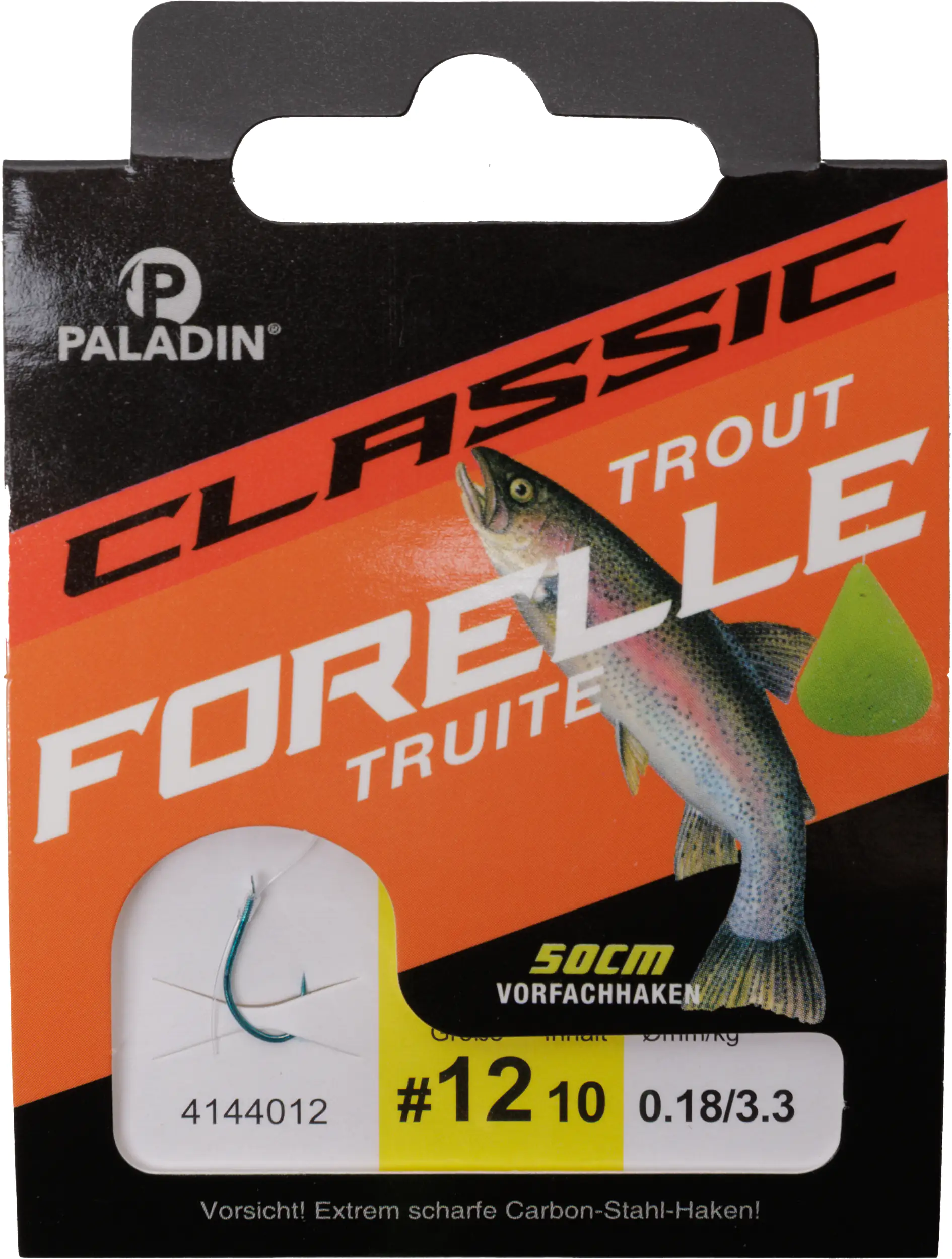 Paladin Forellenhaken gebunden Größe 12 50 cm 10 Stück blau