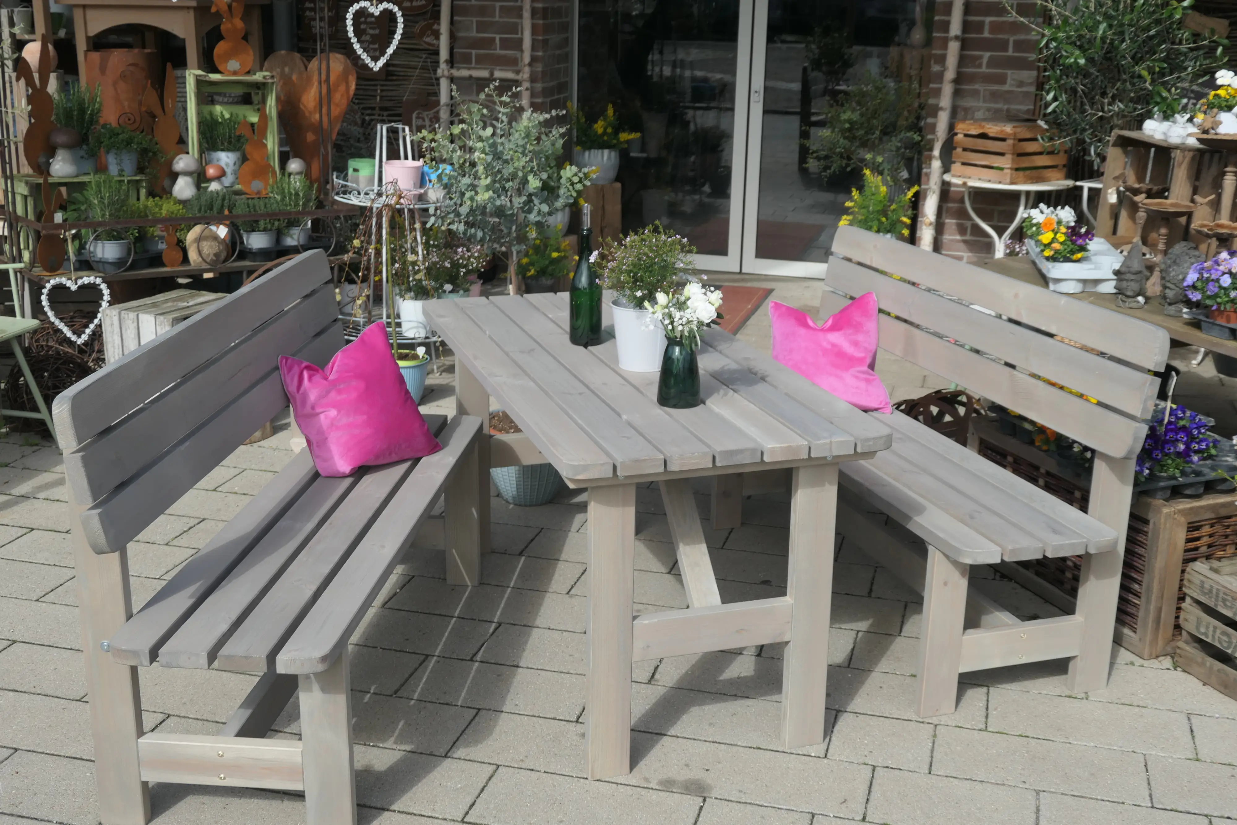 iWerk Massivholzgarnitur Kiefer grau 3-teilig