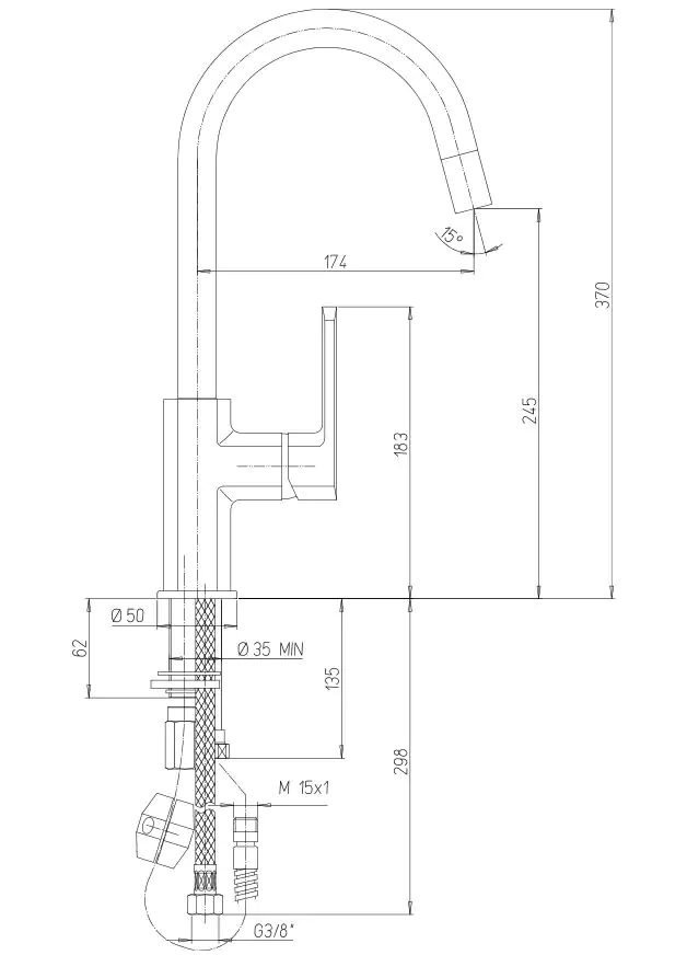 Argo Rubinetterie Küchenarmatur Follonica chrom mit herausziehbarer Brause Argo Rubinetterie Küchenarmatur Follonica chrom mit herausziehbarer Brause