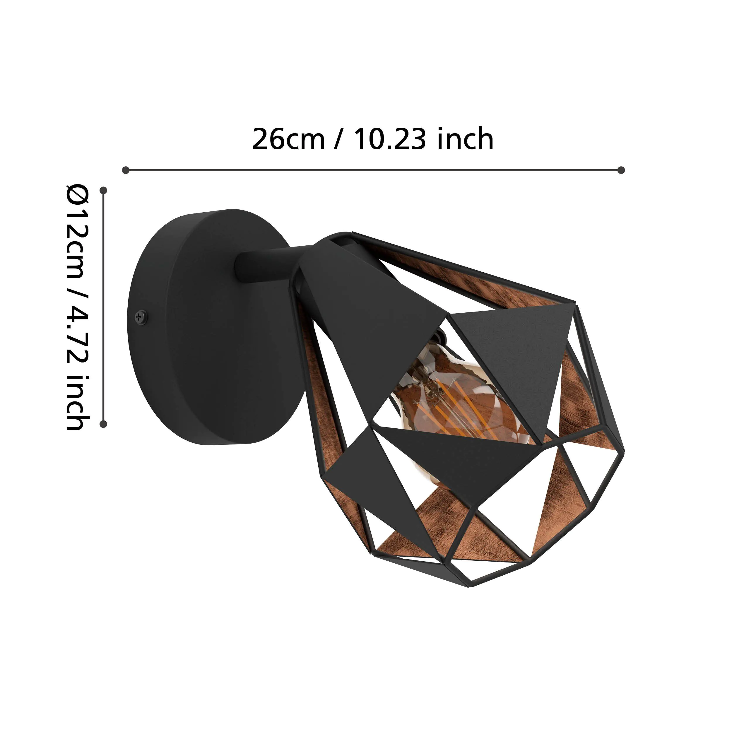 Eglo Wandleuchte Carlton 7 schwarz kupfer 