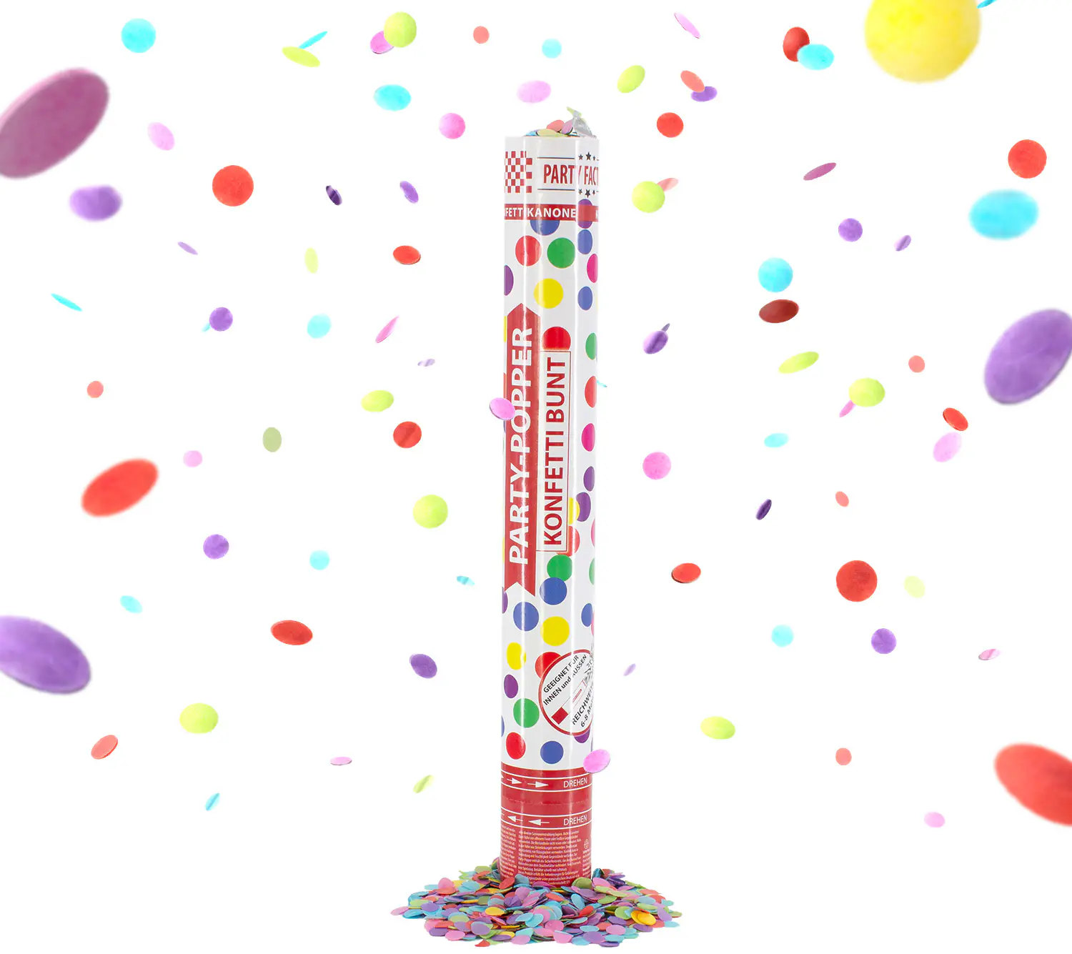 Konfettikanone Party Popper Bunte Kugeln - 1 Stück