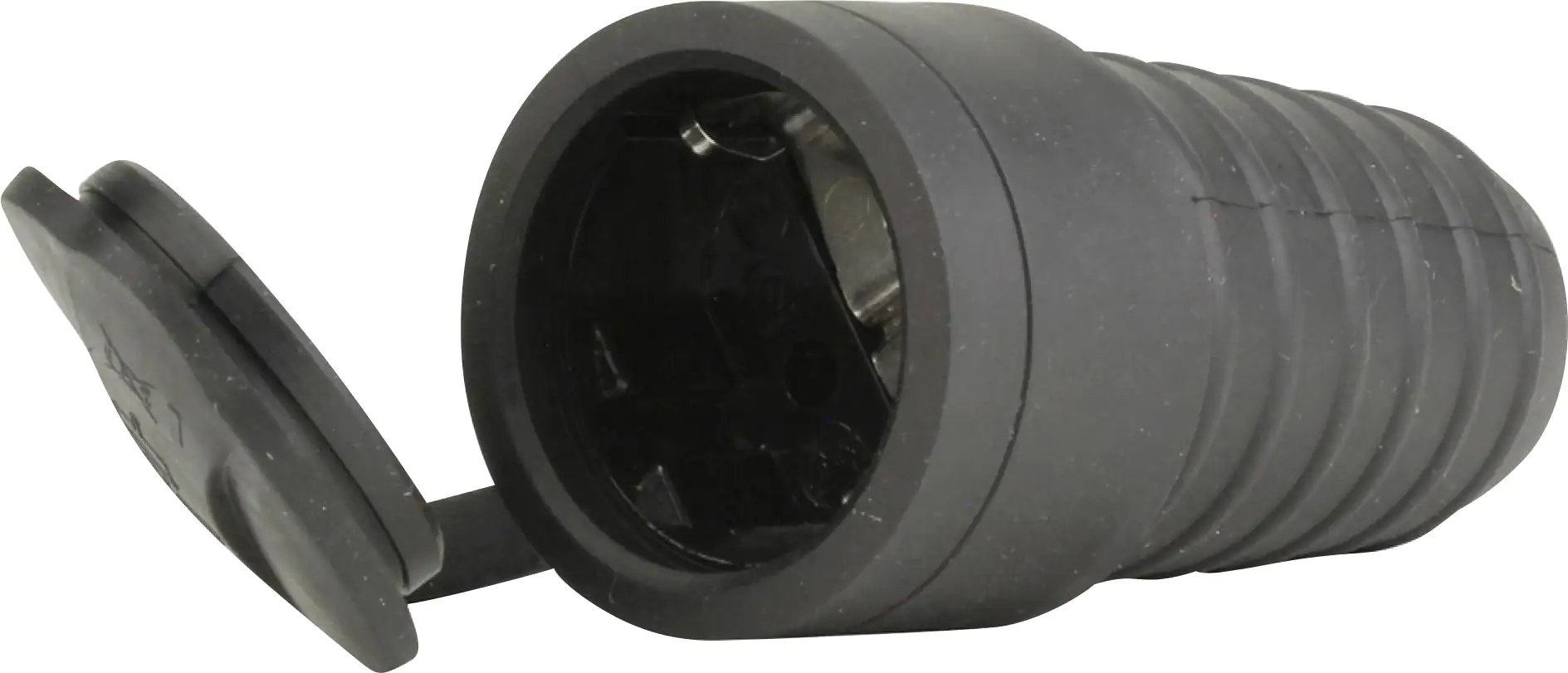 Schutzkontakt-Kupplung Gummi PVC-Ei IP44 Deckel schwarz Schutzkontakt-Kupplung Gummi PVC-Ei IP44 Deckel schwarz