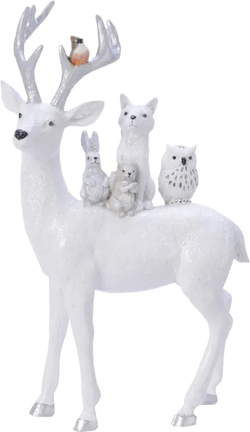 Kaemingk Hirsch Tiere auf Rücken weiß 1,7 x 16,5 x 27 cm
