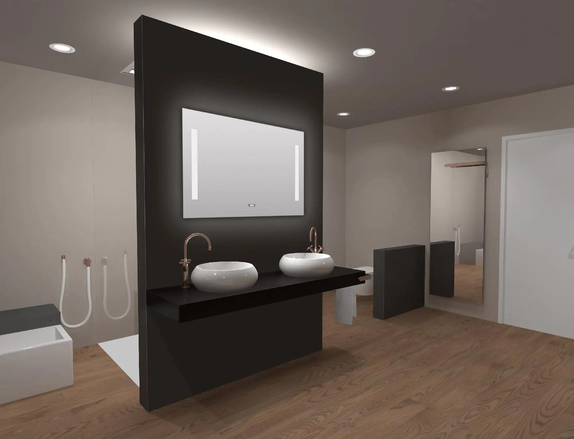 DSK LED Lichtspiegel Silver Time 80x60 cm