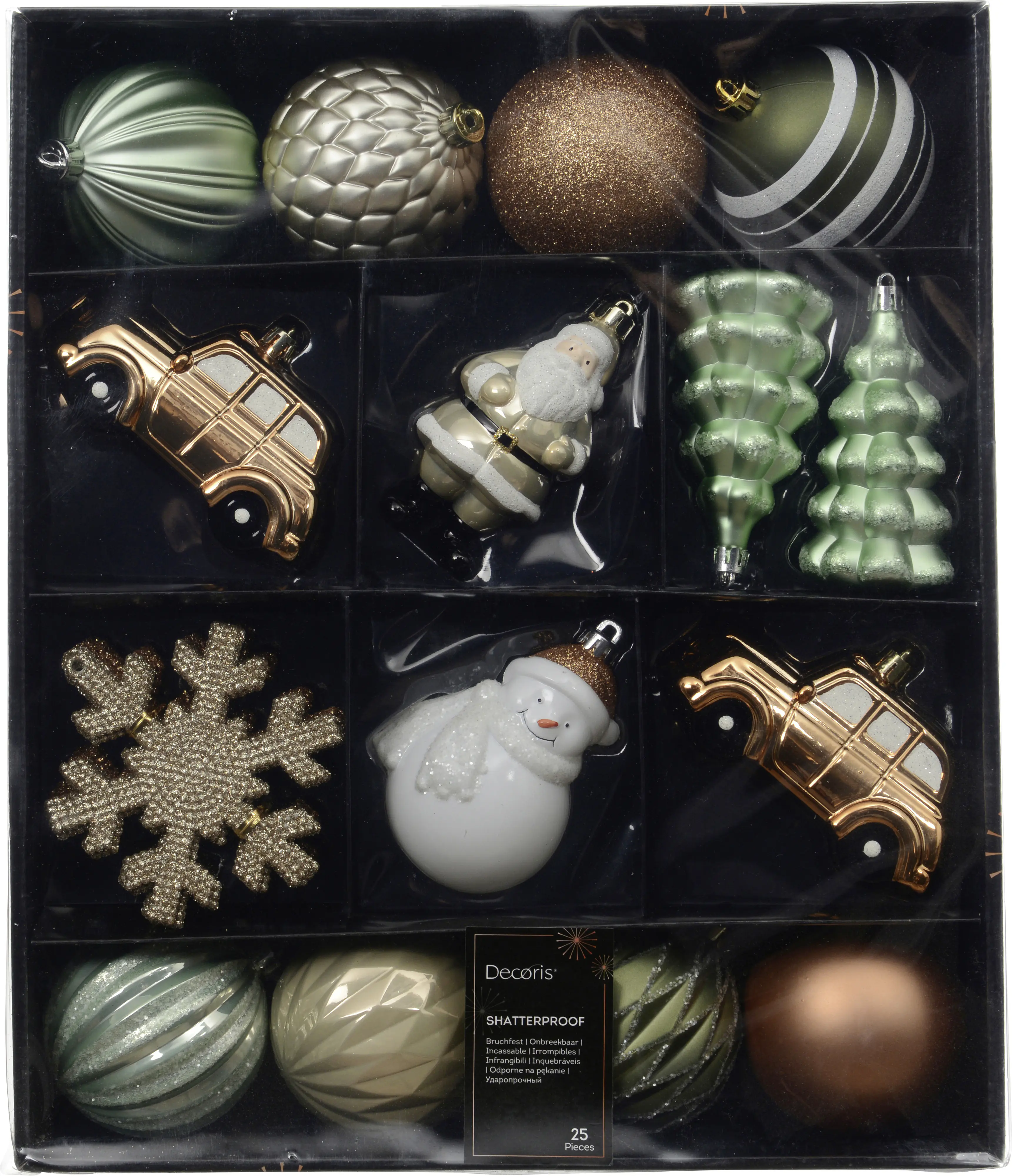 Decoris Weihnachtskugel Sortiment aus Kunststoff Ø 8 cm bunt 25-teilig