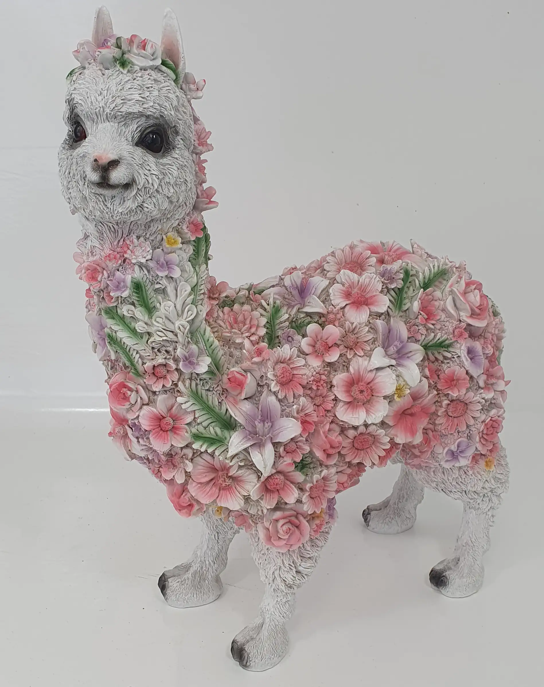 Dekofigur Blumenalpaka weiss 45 x 16,5 x 36,5 cm