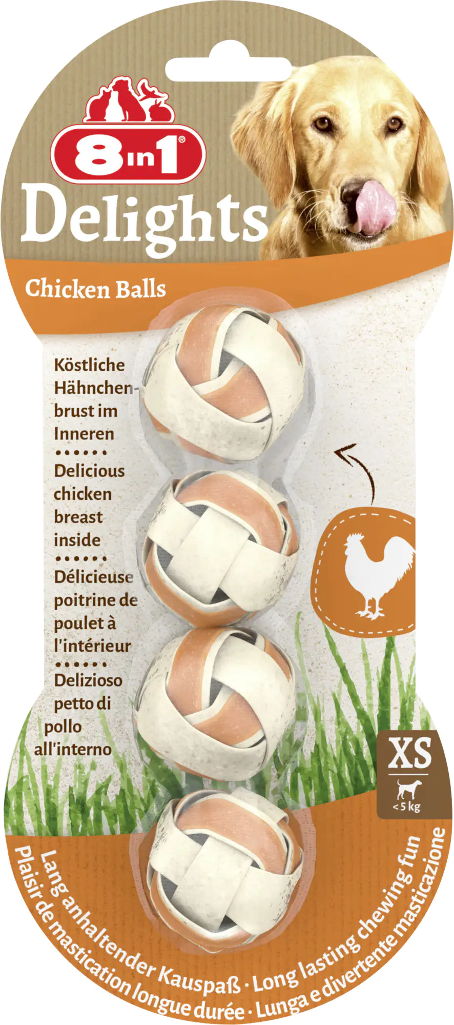 8in1 Delights Kaubälle S - 4 Stück