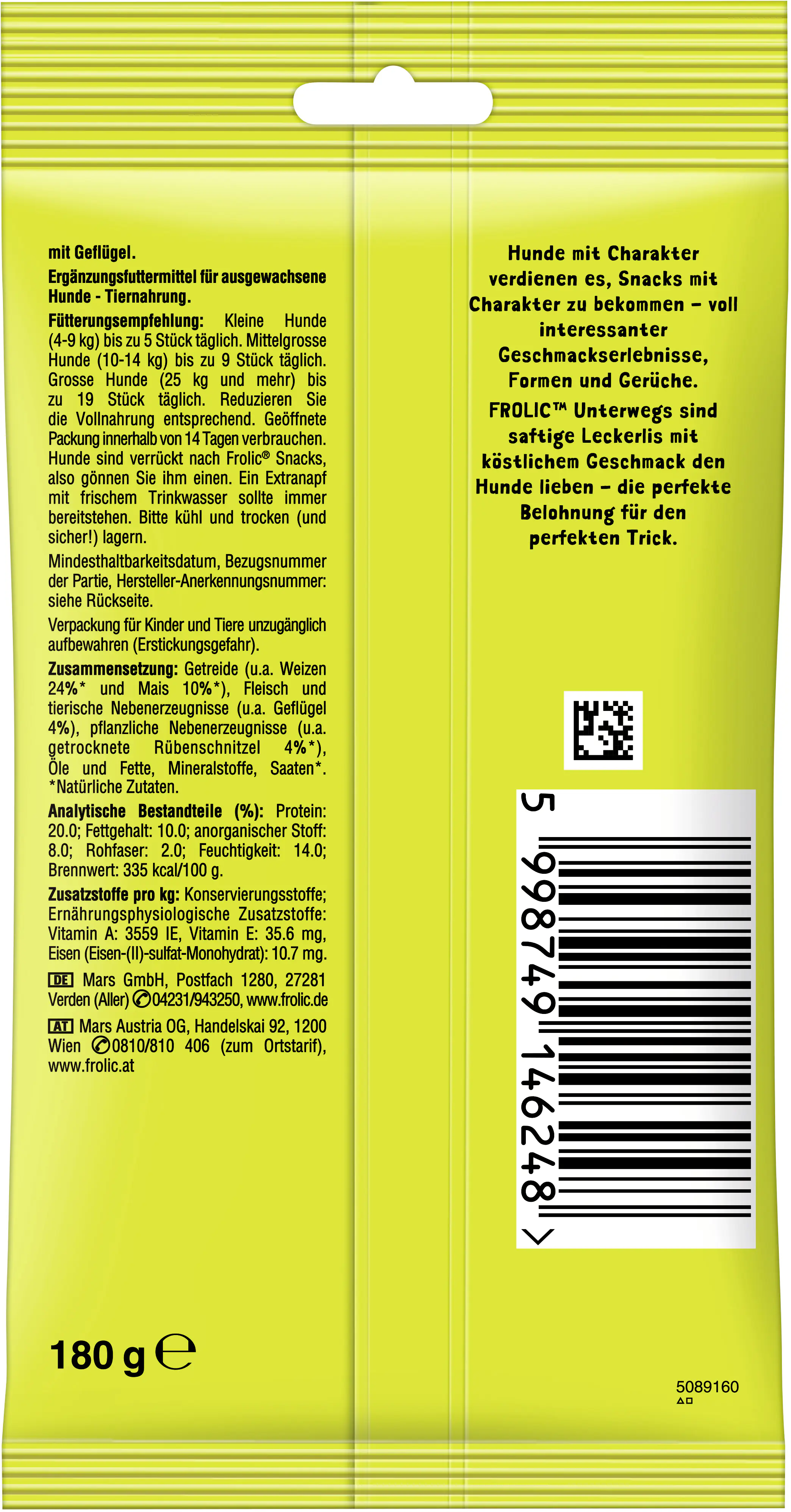 Frolic Unterwegs Hundesnack Adult 180 g Geflügel 